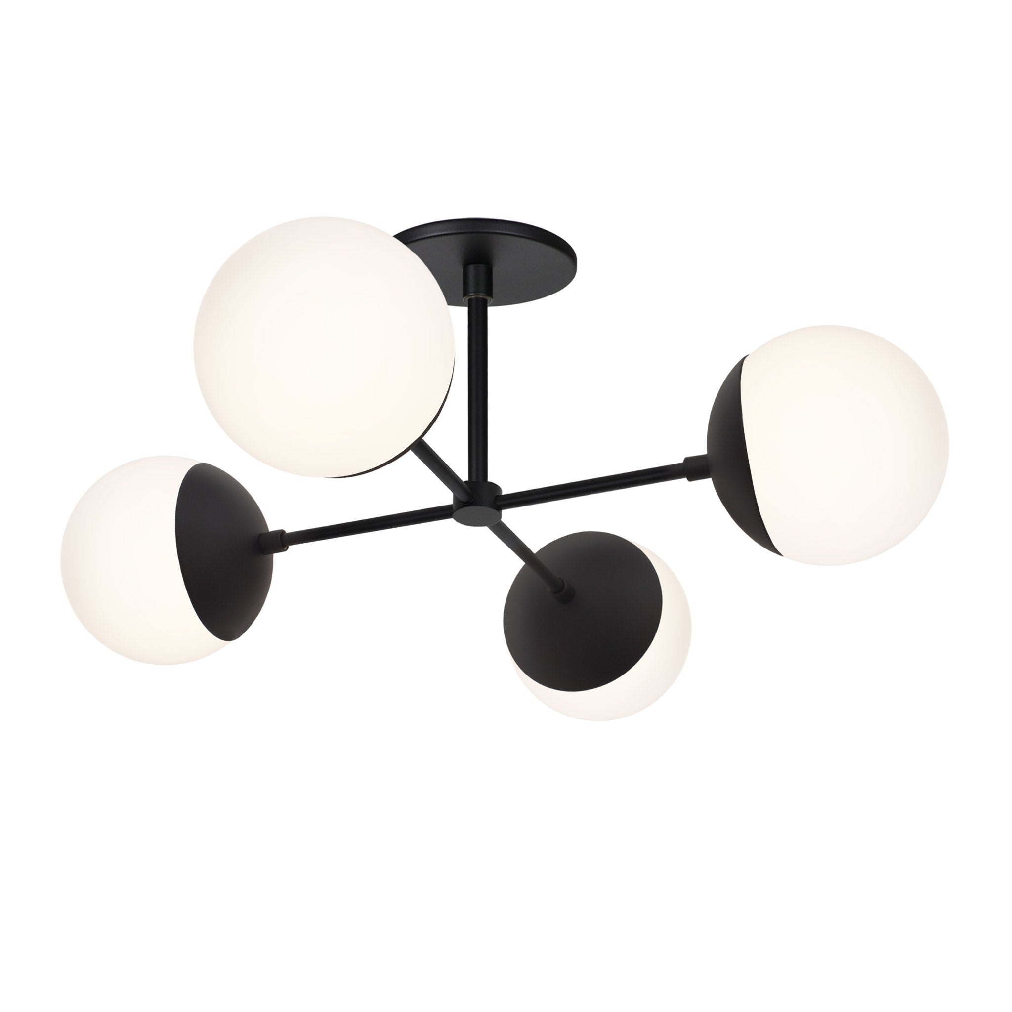 Alto Compass 6" Surface shown in Matte Black with Opal 6" Globes