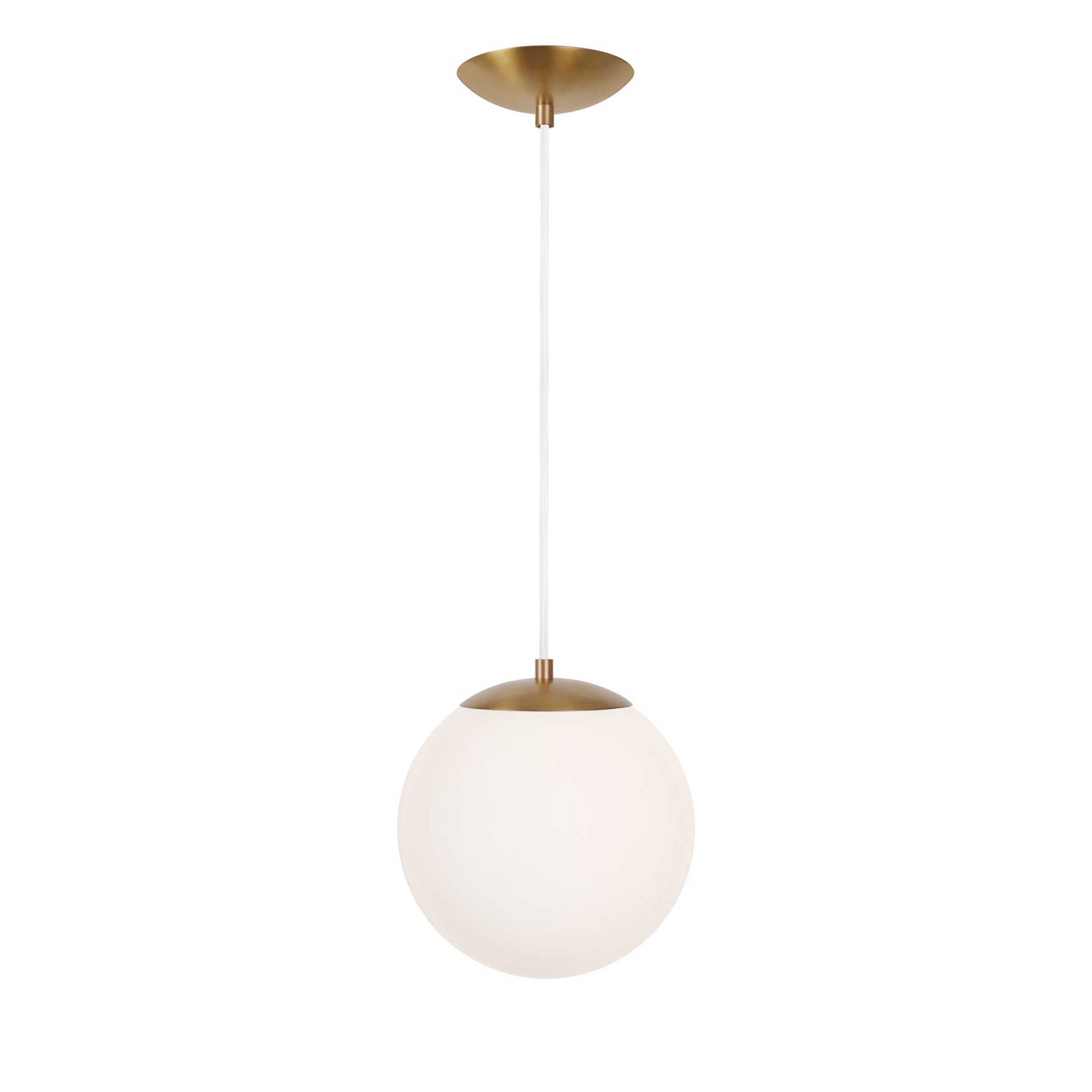 Alto Cord 10" shown in Heirloom Brass with White Cloth Cord and a Clear 10” Globe