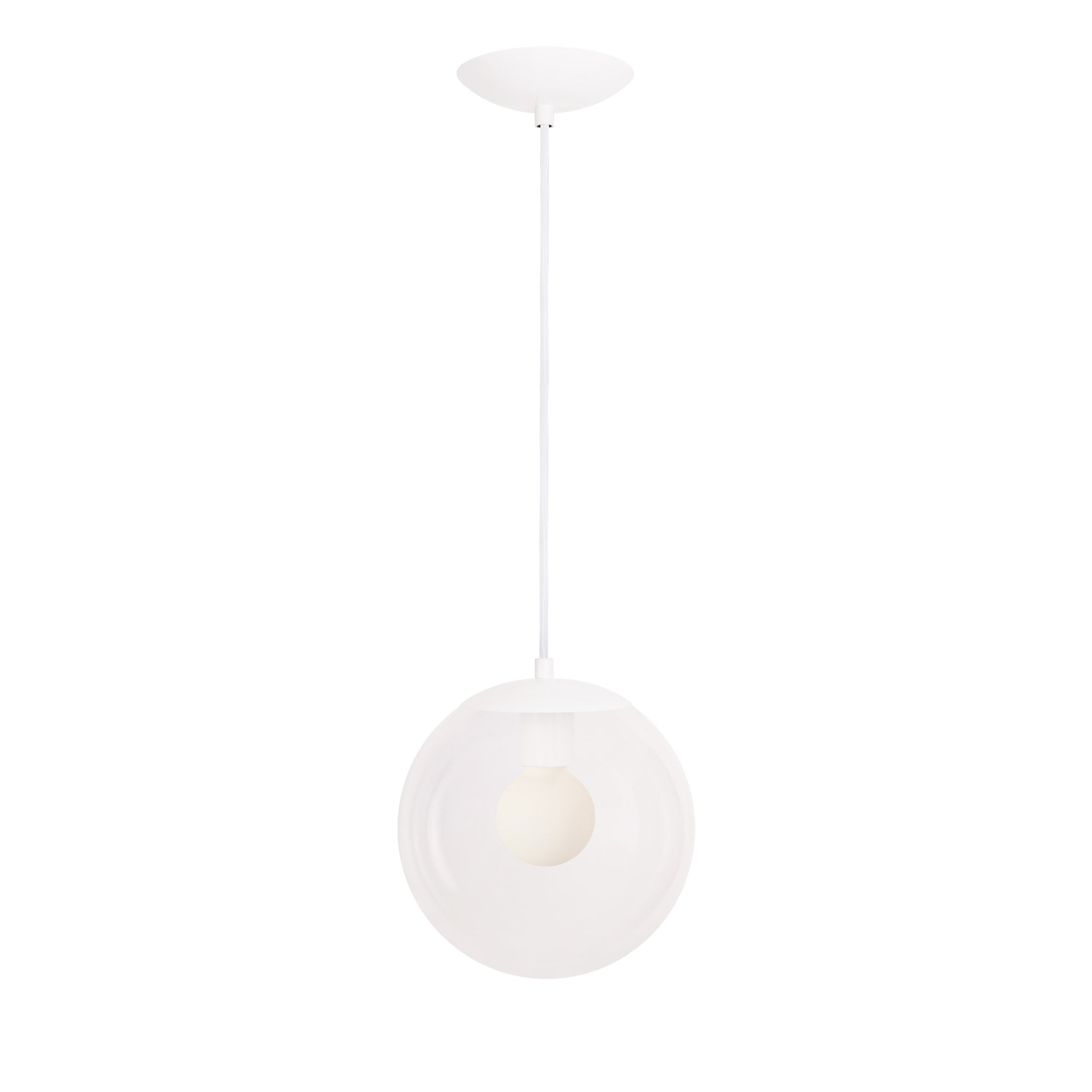 Alto Cord 10" shown in White with White Cloth Cord and a Clear 10” Globe
