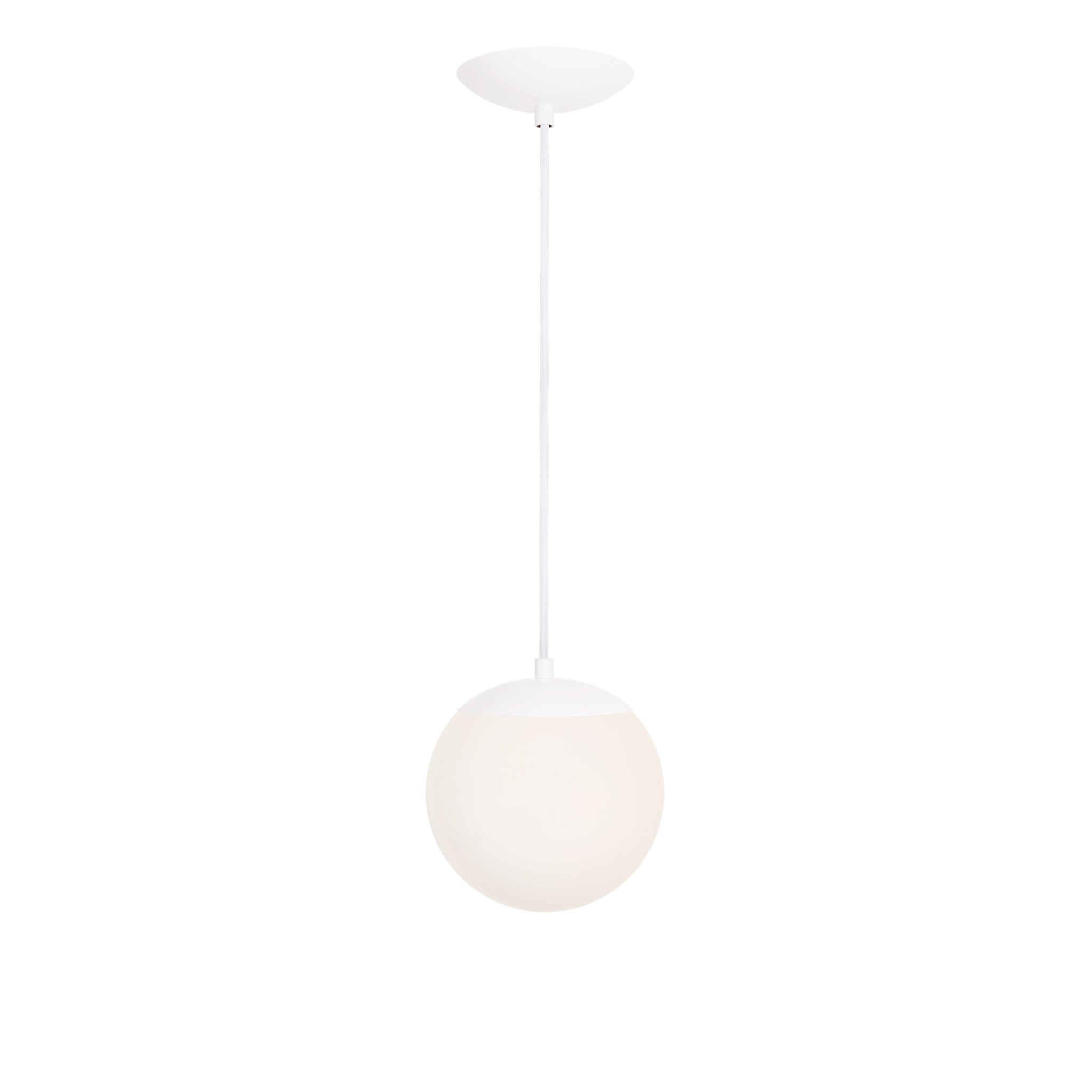 Alto Cord 8" shown in White with White Cloth Cord and an Opal 8" Globe