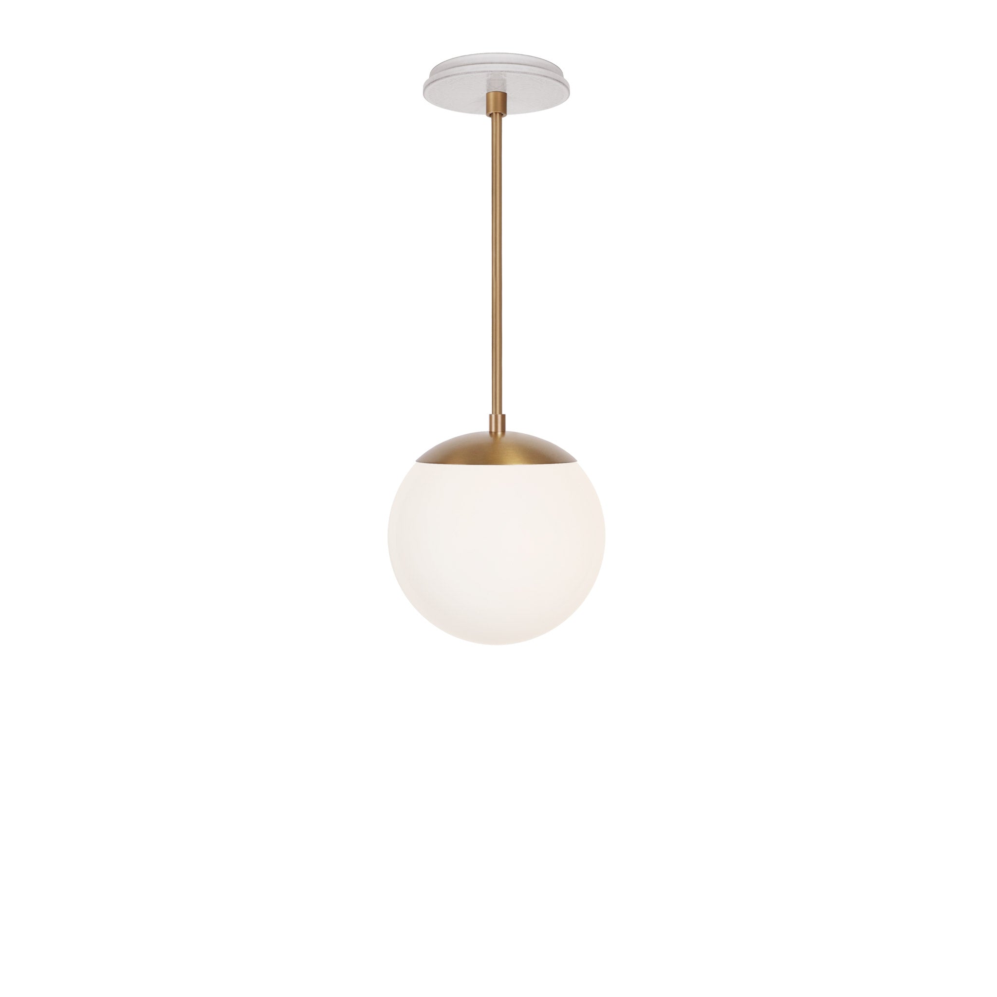 Alto Rod 8” Opal shown in Heirloom Brass with a Brownstone White Star Ceramic Canopy