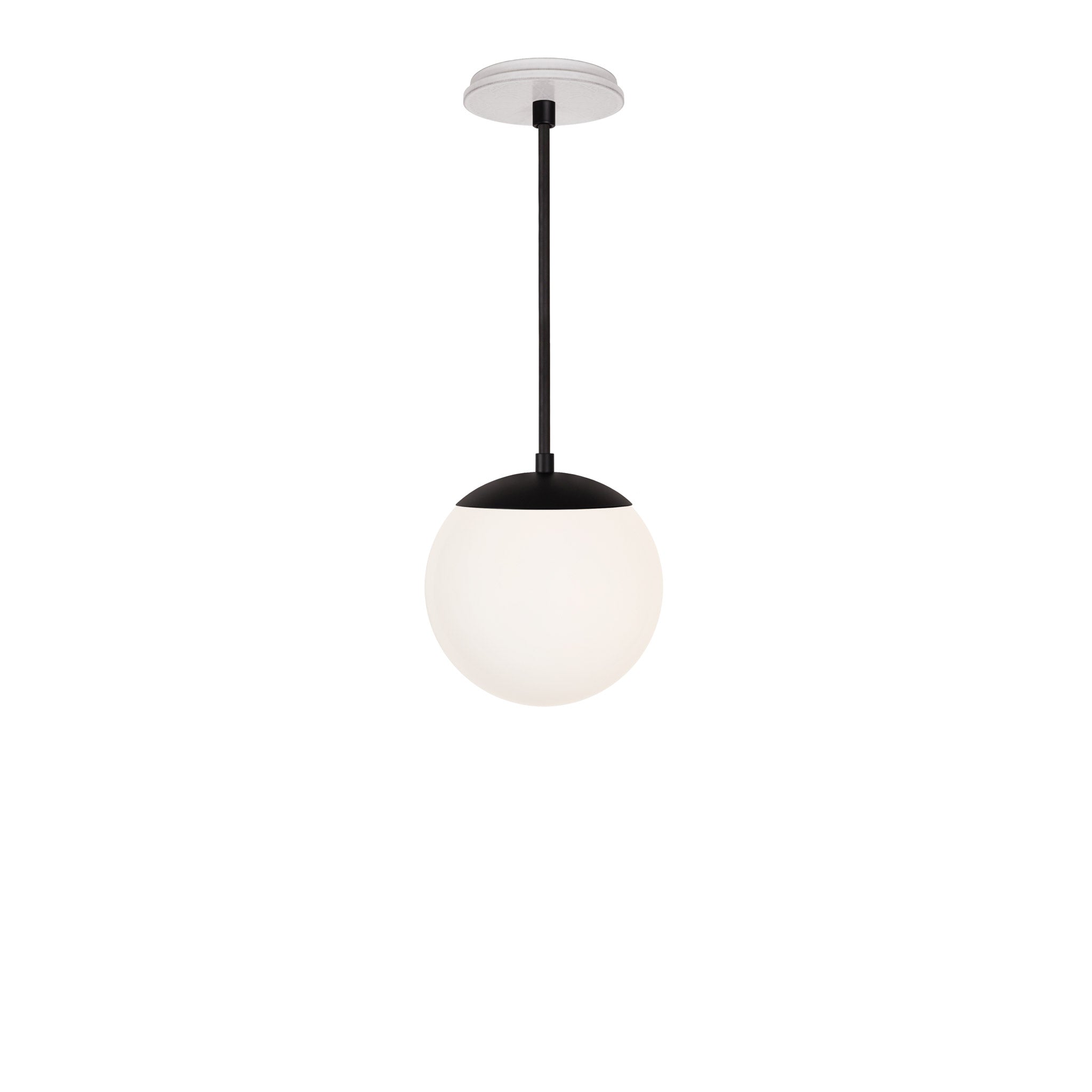 Alto Rod 8” Opal shown in Matte Black with a Brownstone White Star Ceramic Canopy