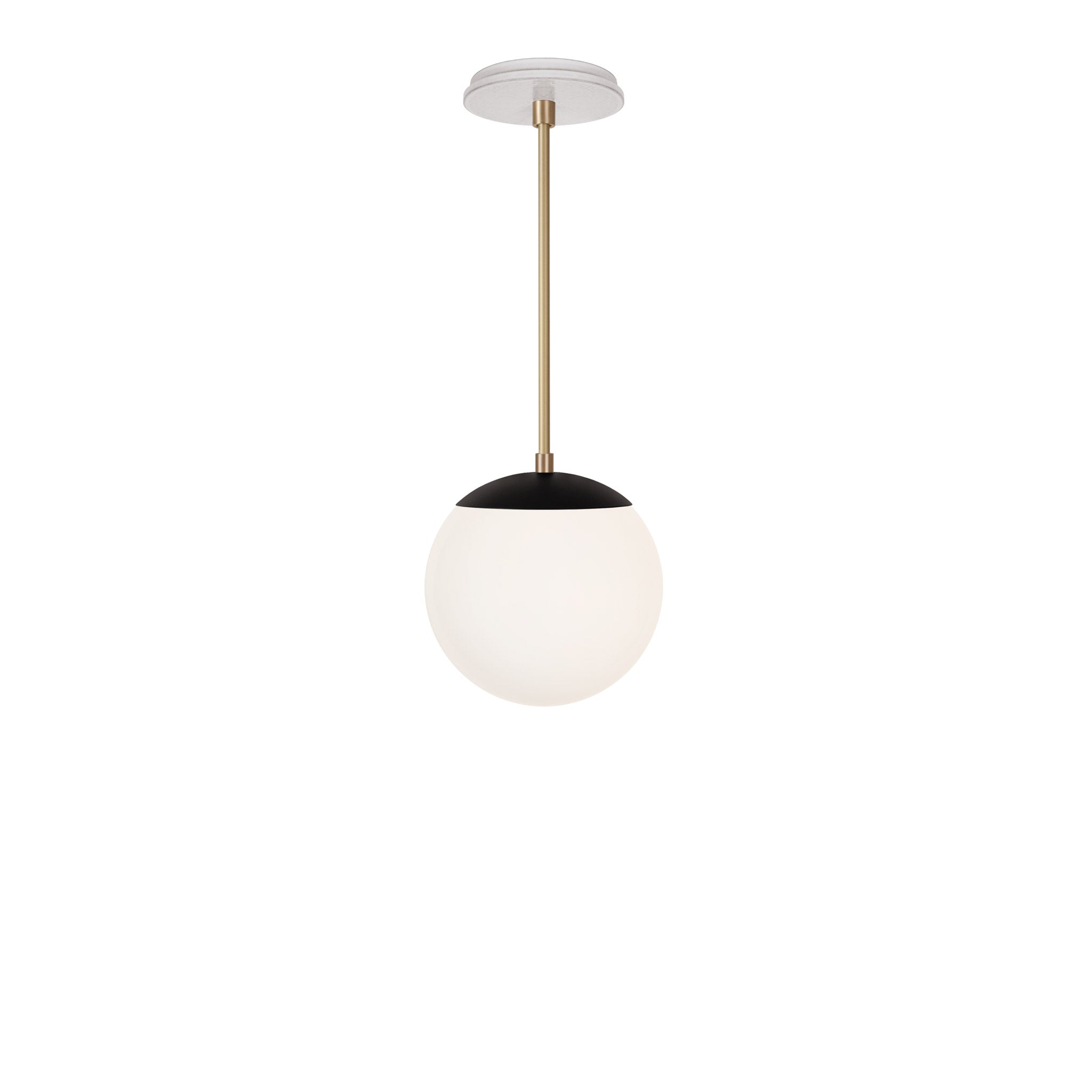 Alto Rod 8” Opal shown in Matte Black with Brass and a Brownstone White Star Ceramic Canopy