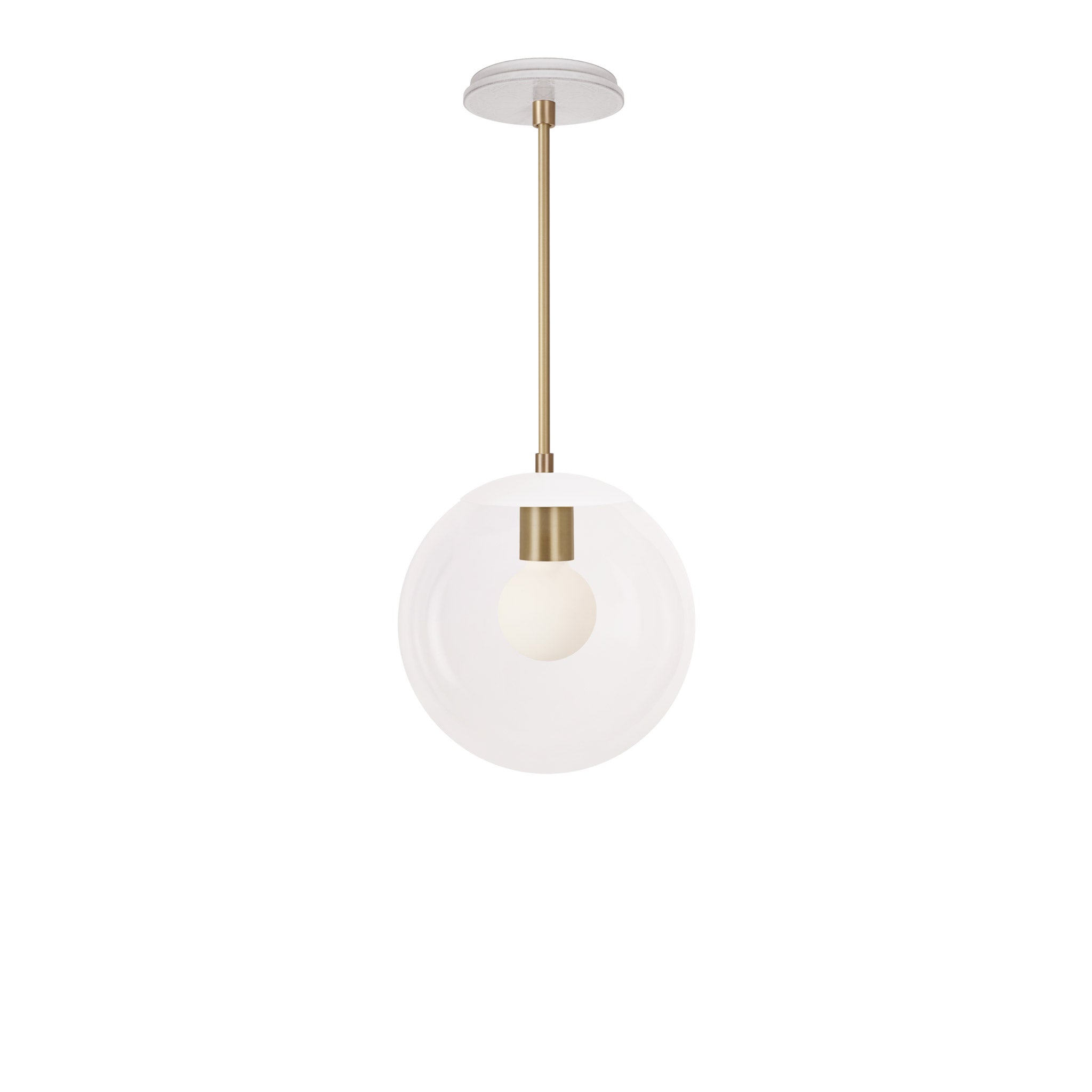 Alto Rod 10” Clear shown in Brass with White and a Brownstone White Star Ceramic Canopy