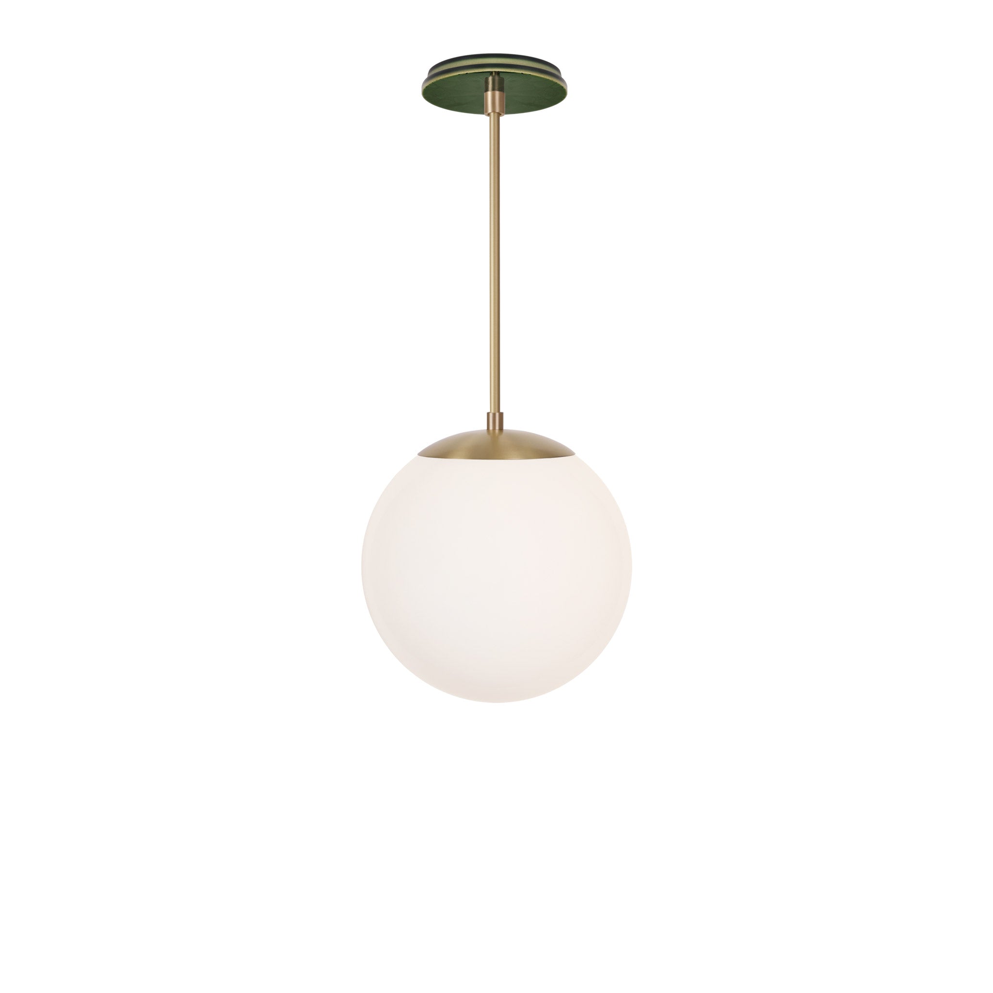 Alto Rod 10” Opal shown in Brass with a Forest Green Star Ceramic Canopy