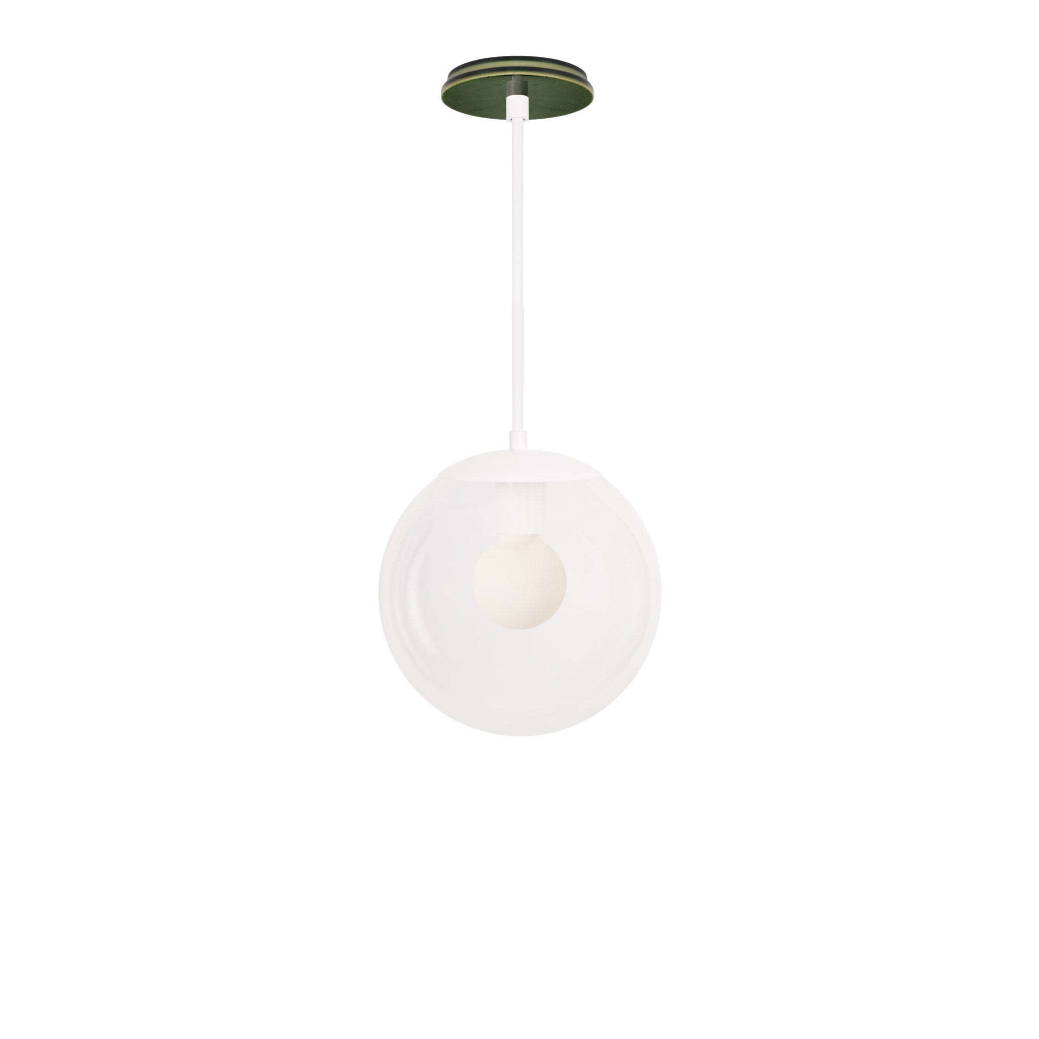 Alto Rod 10” Clear shown in White with a Forest Green Star Ceramic Canopy