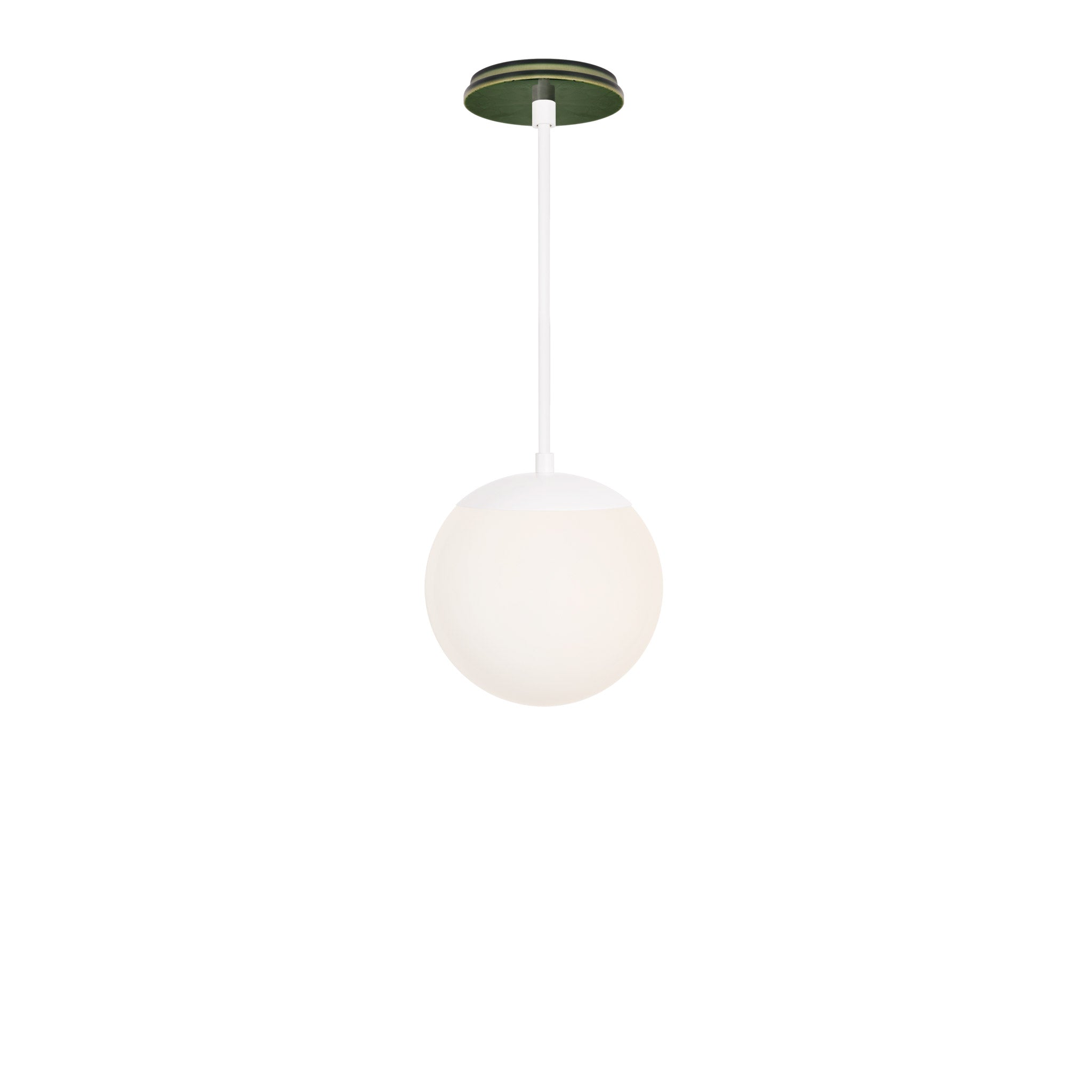 Alto Rod 8” Opal shown in White with a Forest Green Star Ceramic Canopy