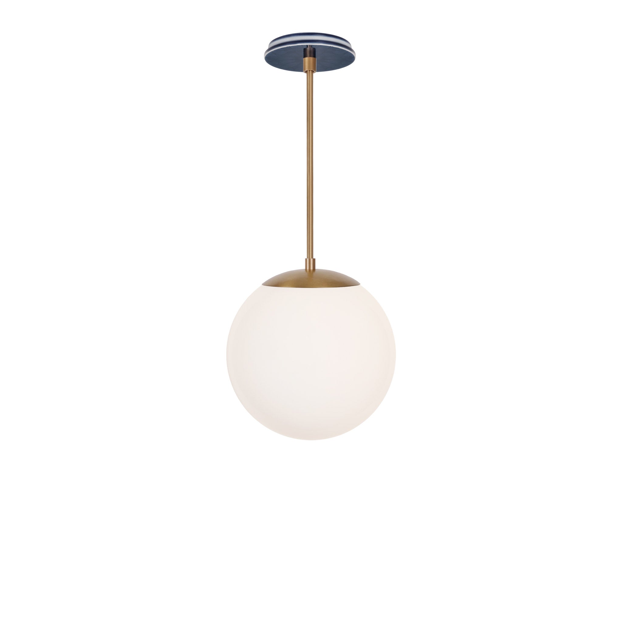 Alto Rod 10” Opal shown in Heirloom Brass with an Indigo Blue Star Ceramic Canopy
