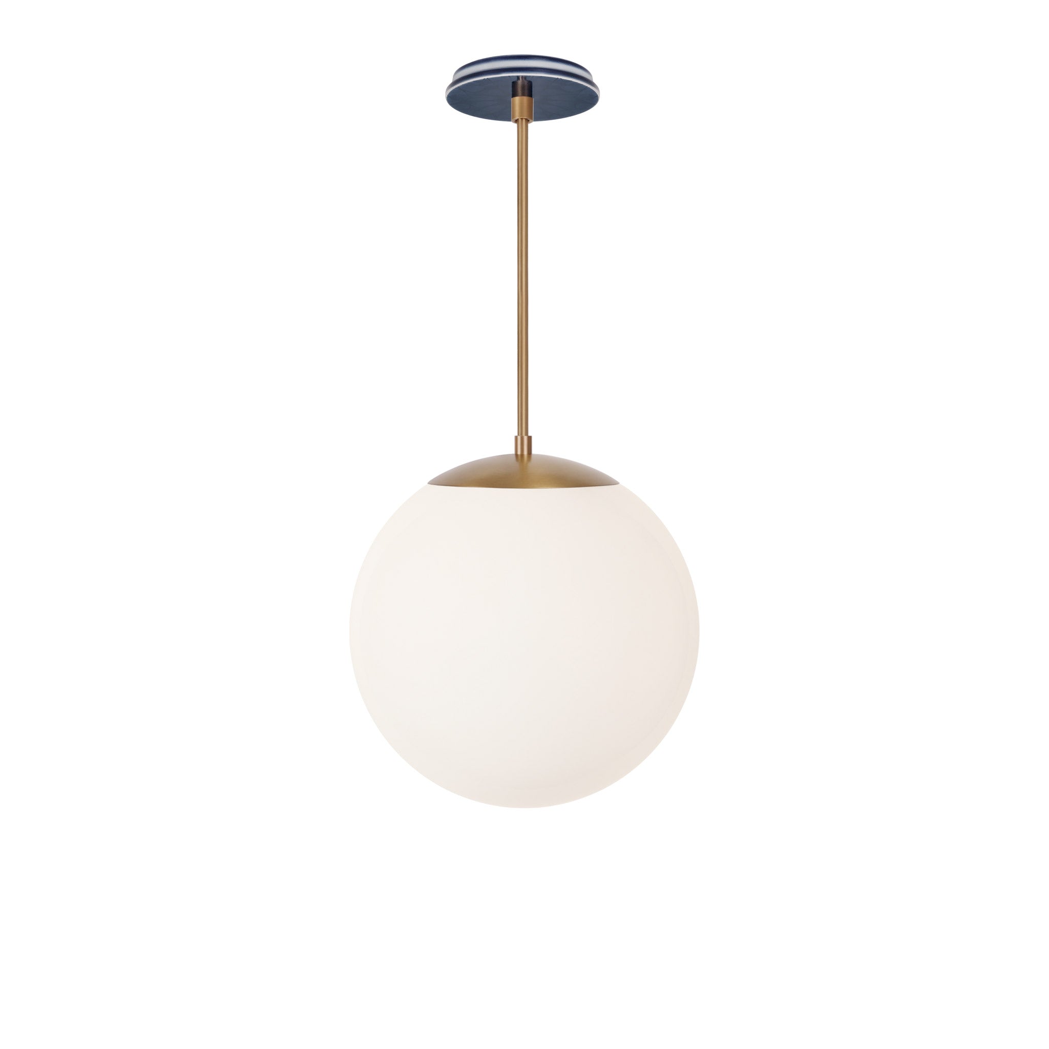 Alto Rod 12” Opal shown in Heirloom Brass with an Indigo Blue Star Ceramic Canopy