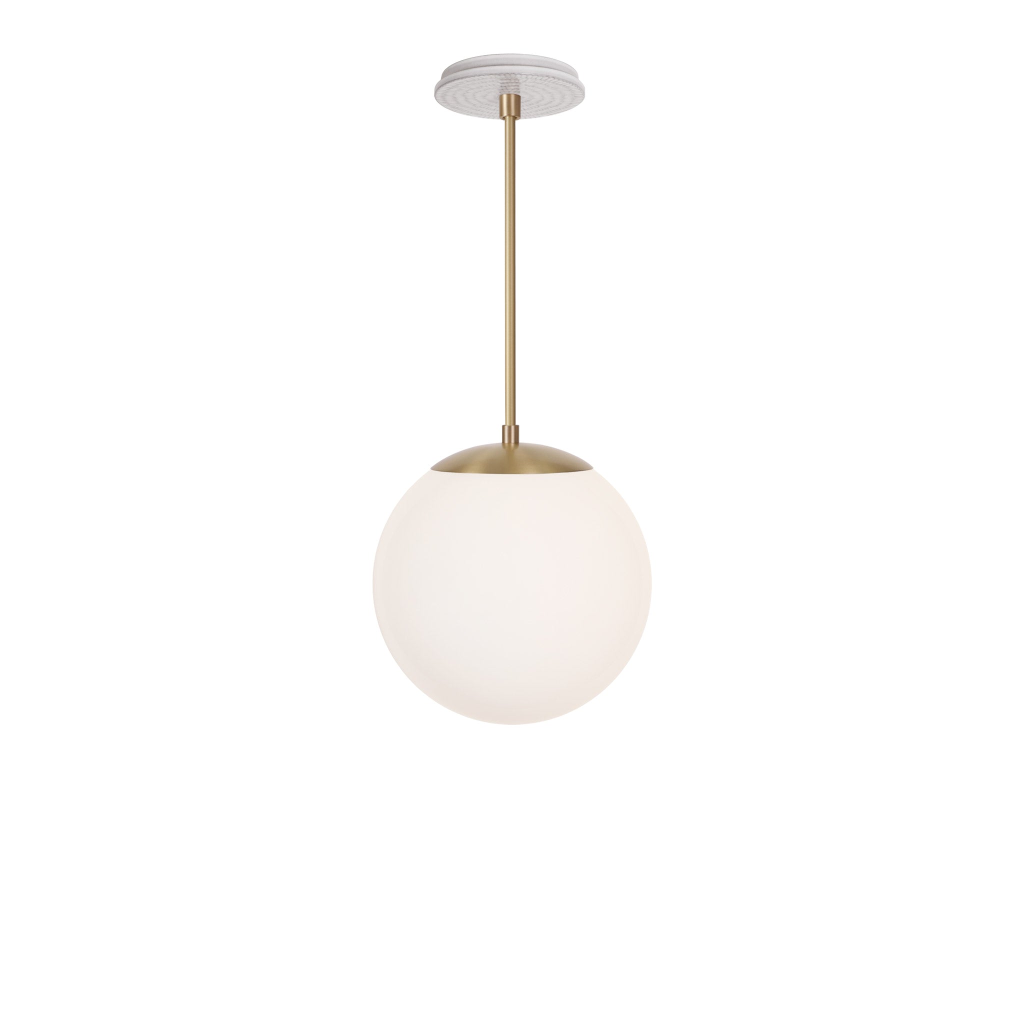 Alto Rod 10” Opal shown in Brass with a Brownstone White Sunflower Ceramic Canopy