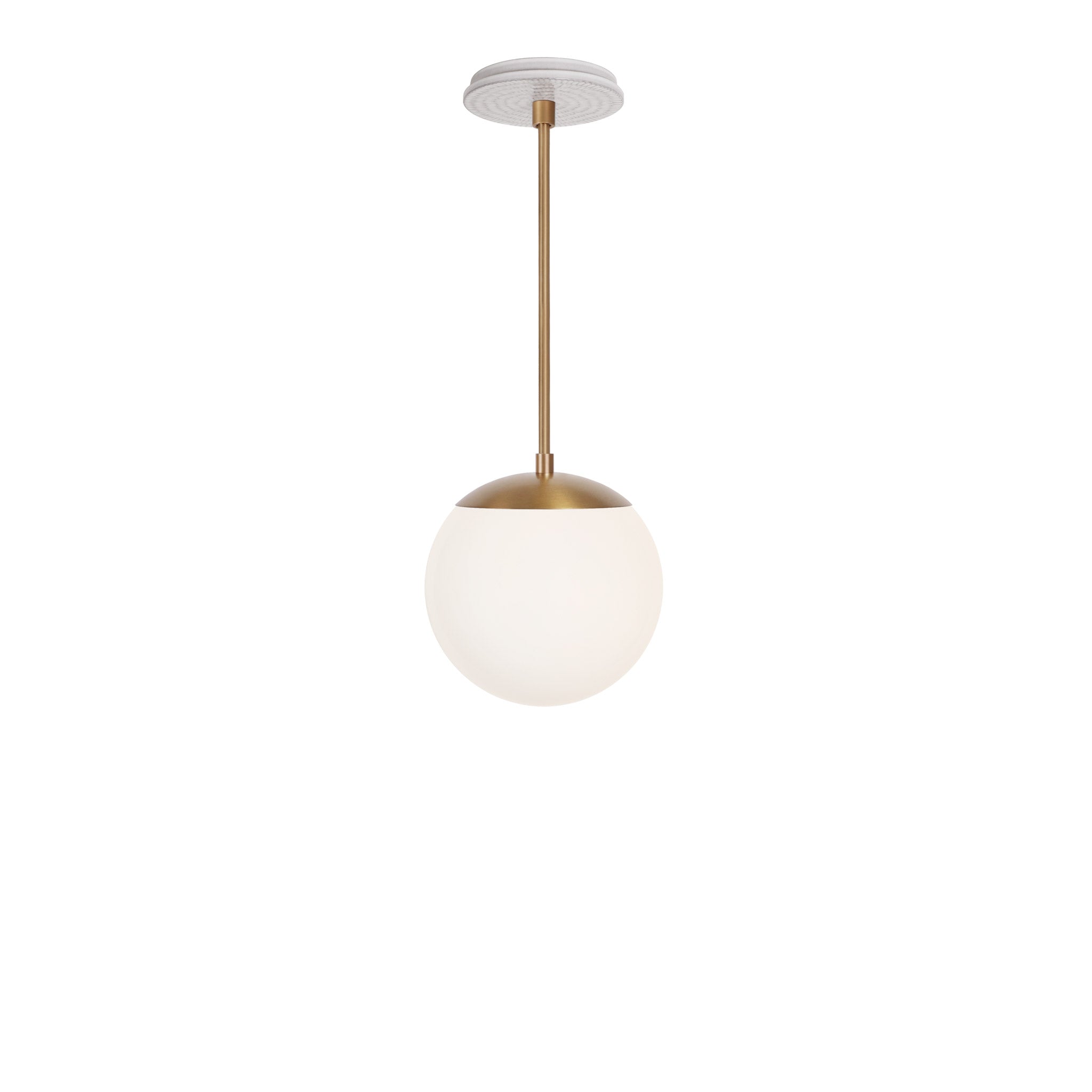 Alto Rod 8” Opal shown in Heirloom Brass with a Brownstone White Sunflower Ceramic Canopy