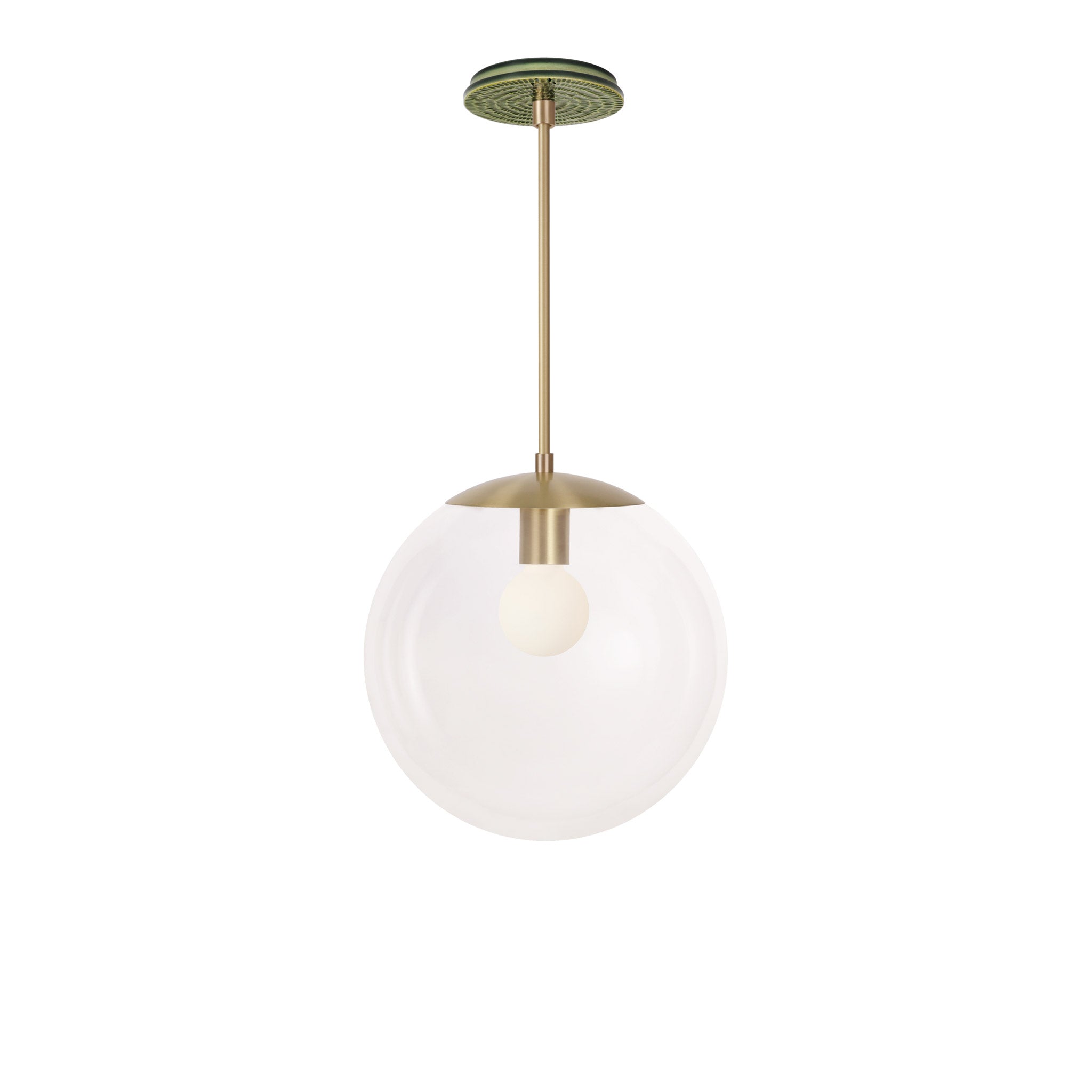 Alto Rod 12” Clear shown in Brass with a Forest Green Sunflower Ceramic Canopy