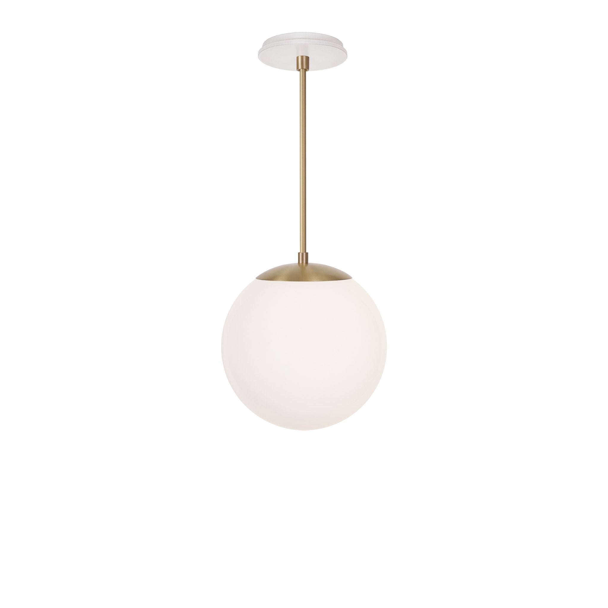 Alto Rod 10” Opal shown in Brass with a Brownstone White Swift Ceramic Canopy