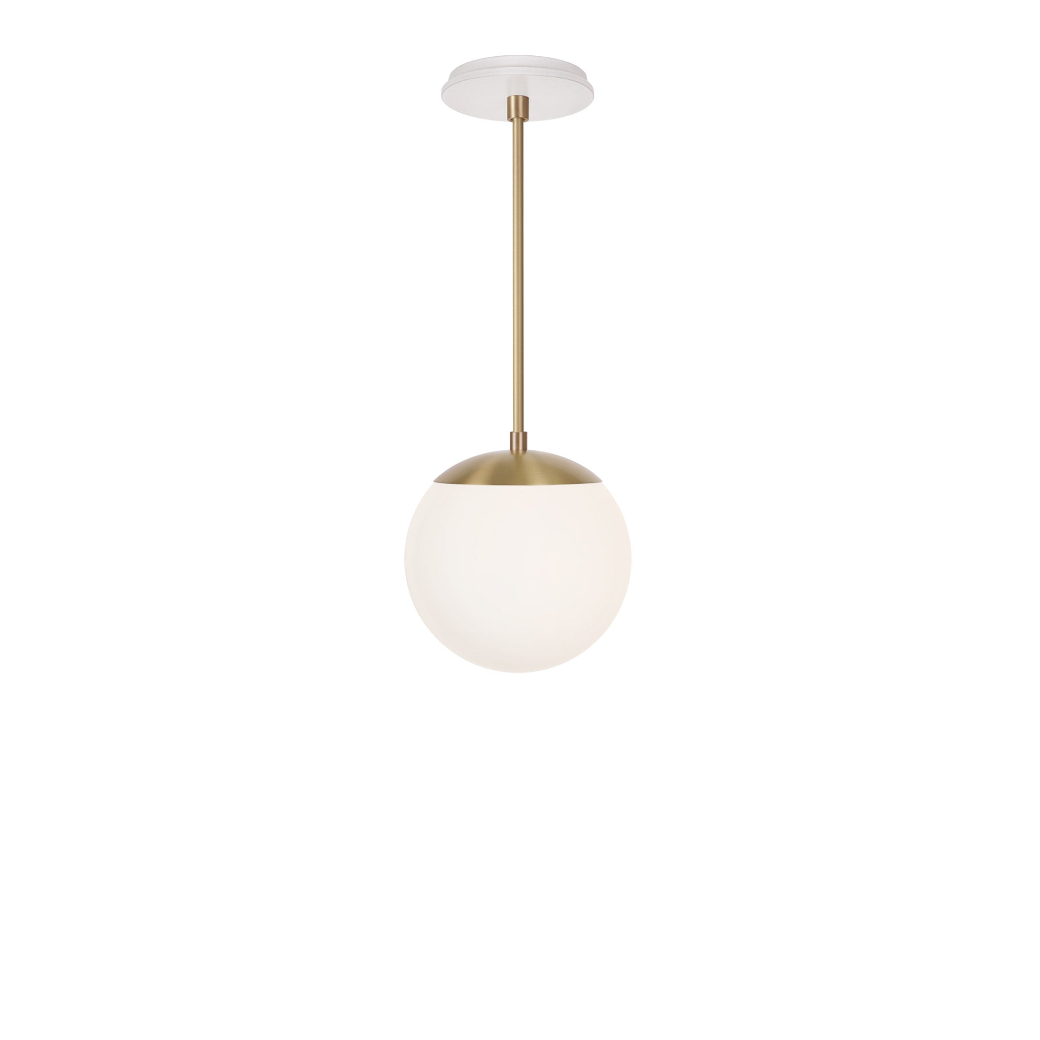 Alto Rod 8” Opal shown in Brass with a Brownstone White Swift Ceramic Canopy