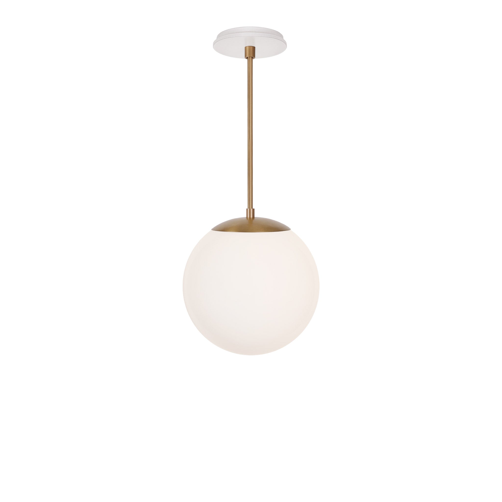 Alto Rod 10” Opal shown in Heirloom Brass with a Brownstone White Swift Ceramic Canopy