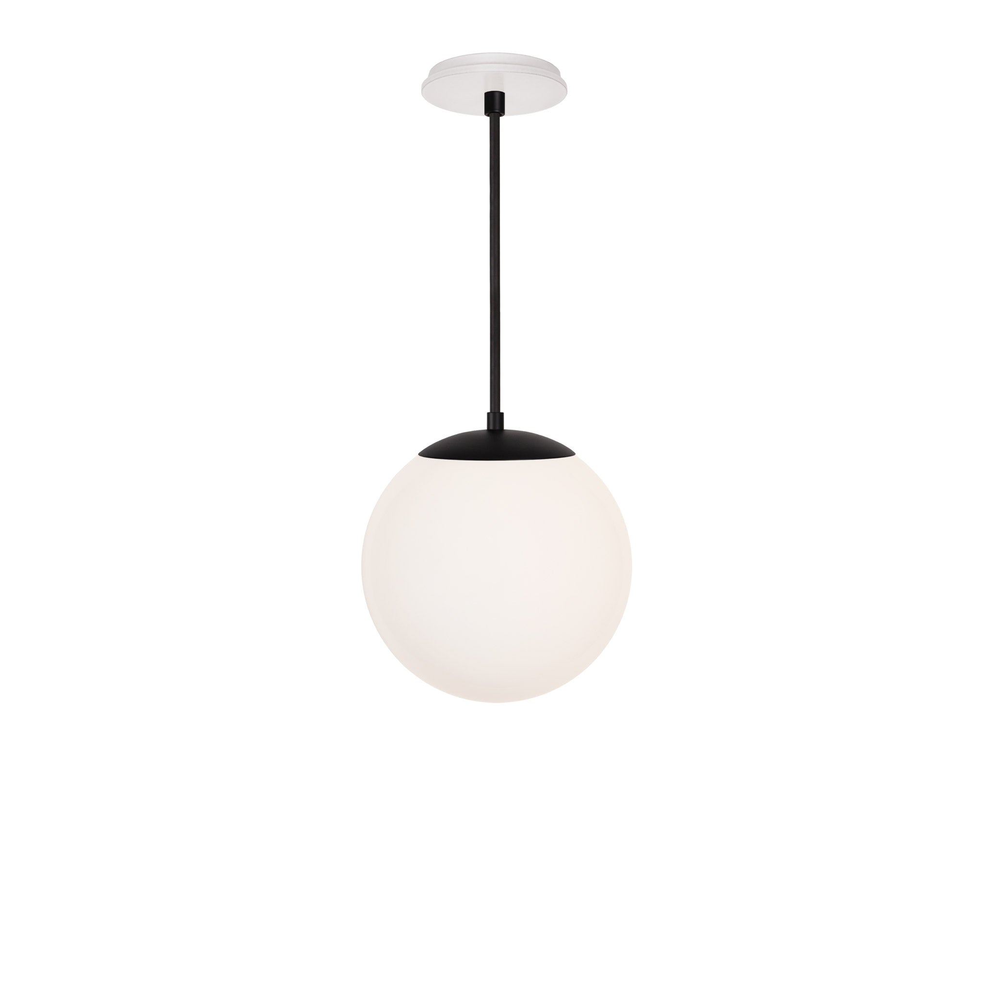 Alto Rod 10” Opal shown in Matte Black with a Brownstone White Swift Ceramic Canopy