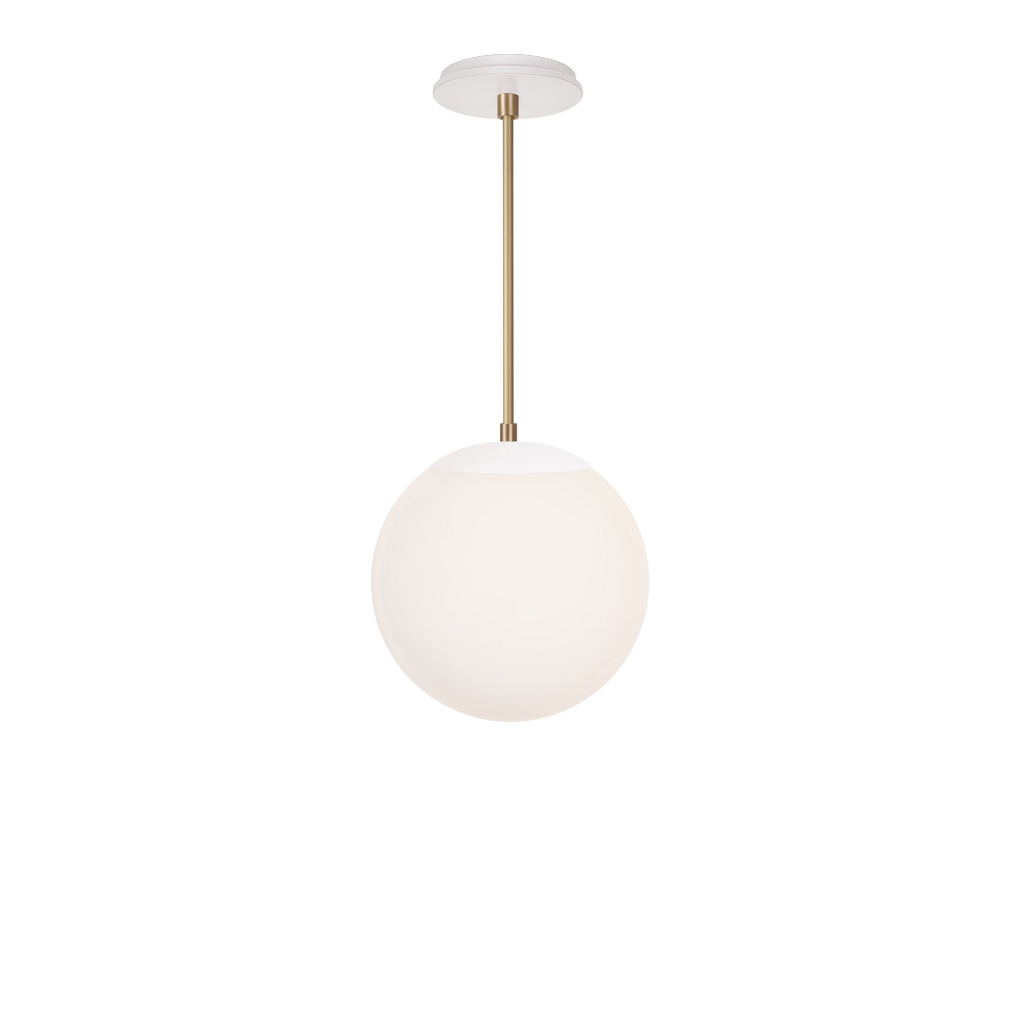Alto Rod 10” Opal shown in White with Brass and a Brownstone White Swift Ceramic Canopy