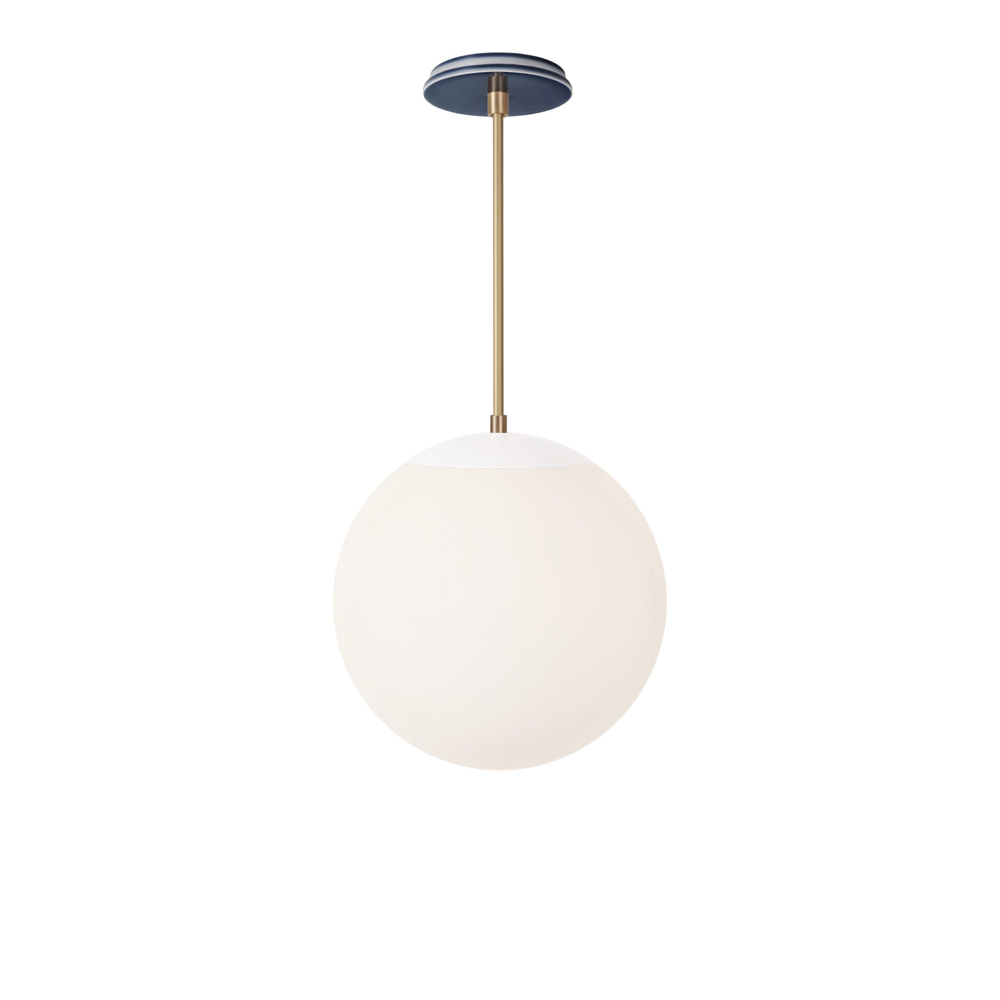 Alto Rod 12” Opal shown in White with Brass and an Indigo Blue Swift Ceramic Canopy