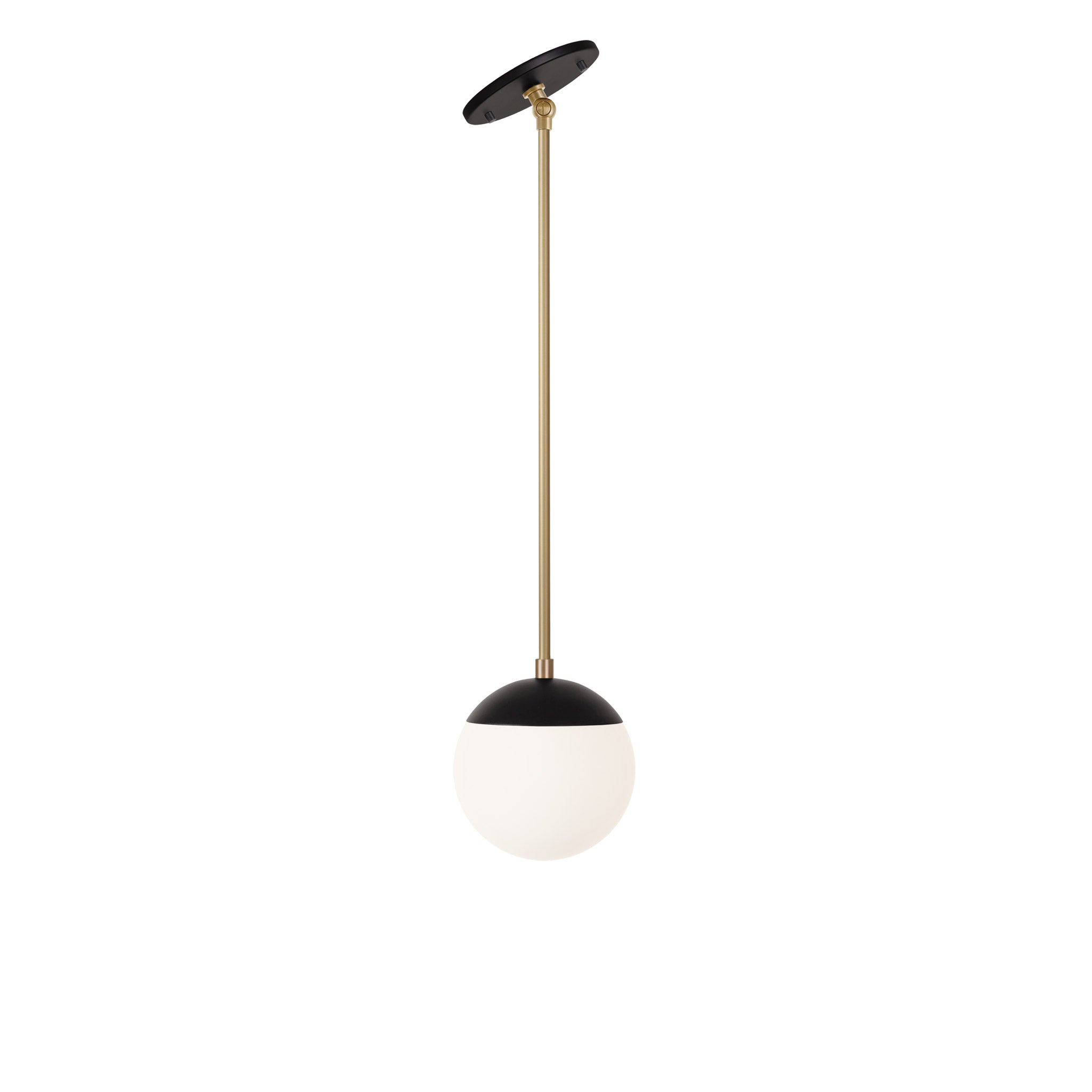 Alto Rod 6" for Vaulted Ceiling shown in Matte Black with Brass