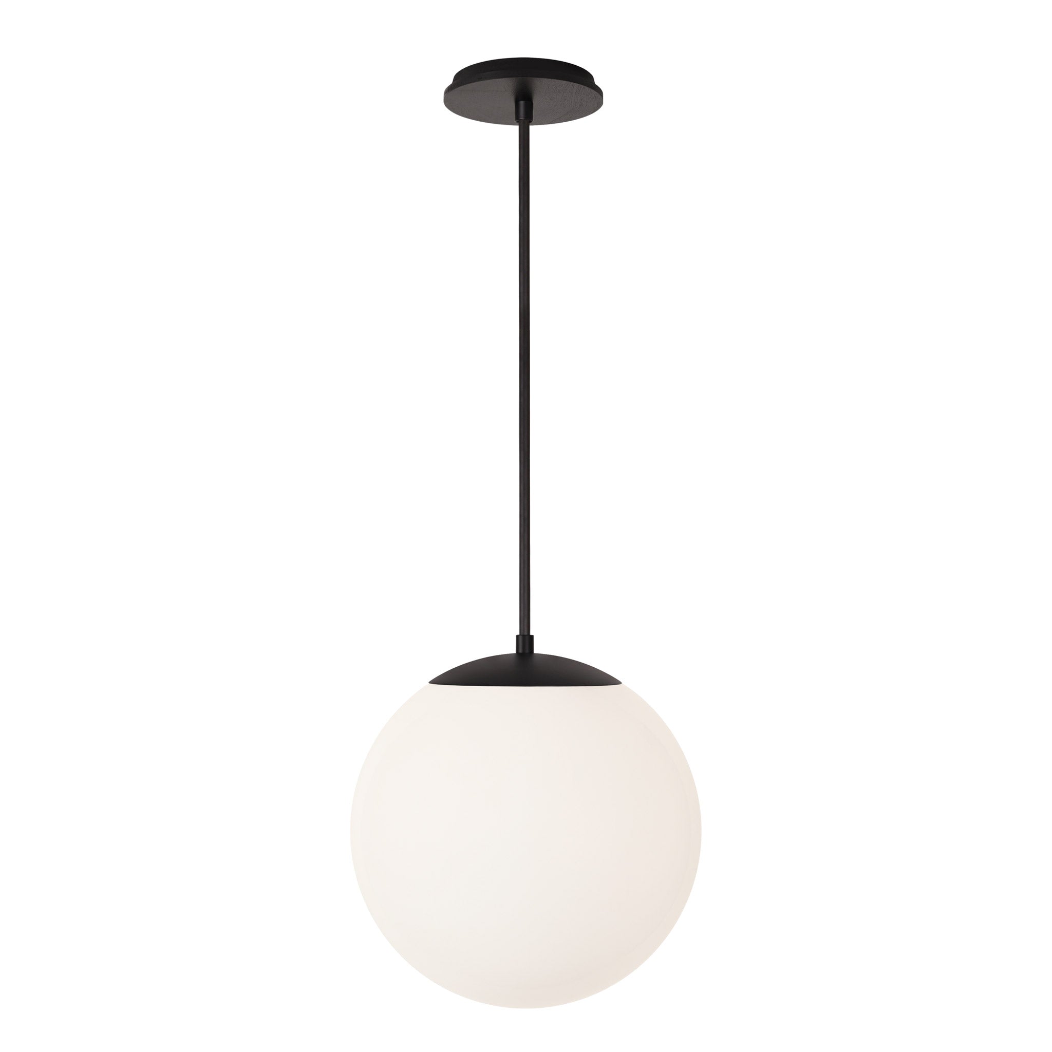 Alto Rod 12” Opal shown in Matte Black with a Black Stained Wood Canopy