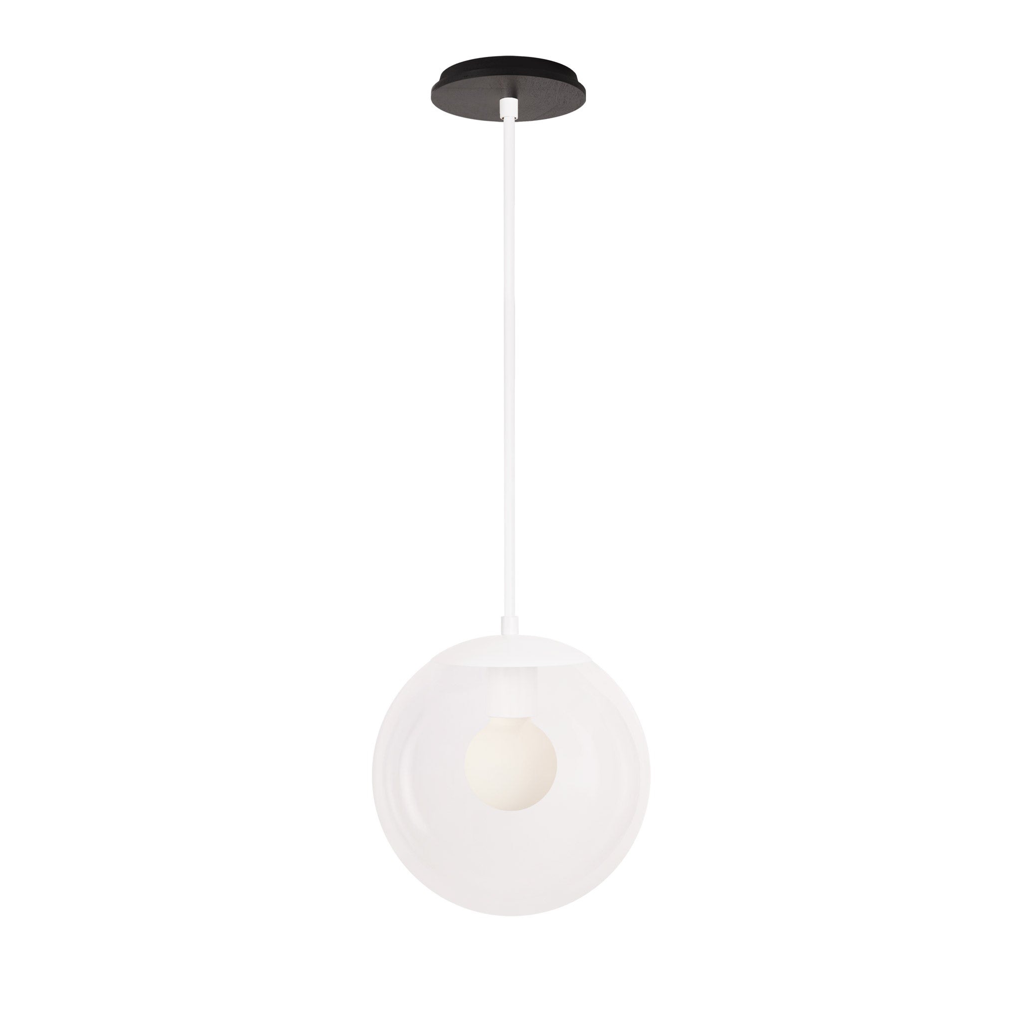 Alto Rod 10” Clear shown in White with a Black Stained Wood Canopy