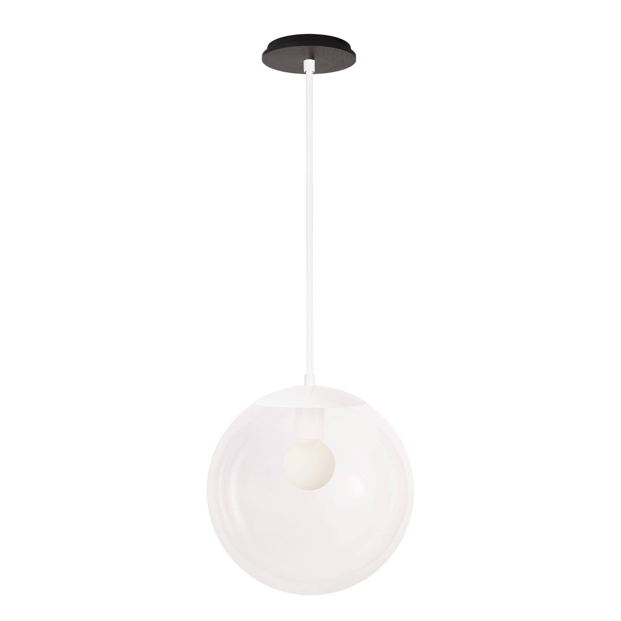 Alto Rod 12” Clear shown in White with a Black Stained Wood Canopy