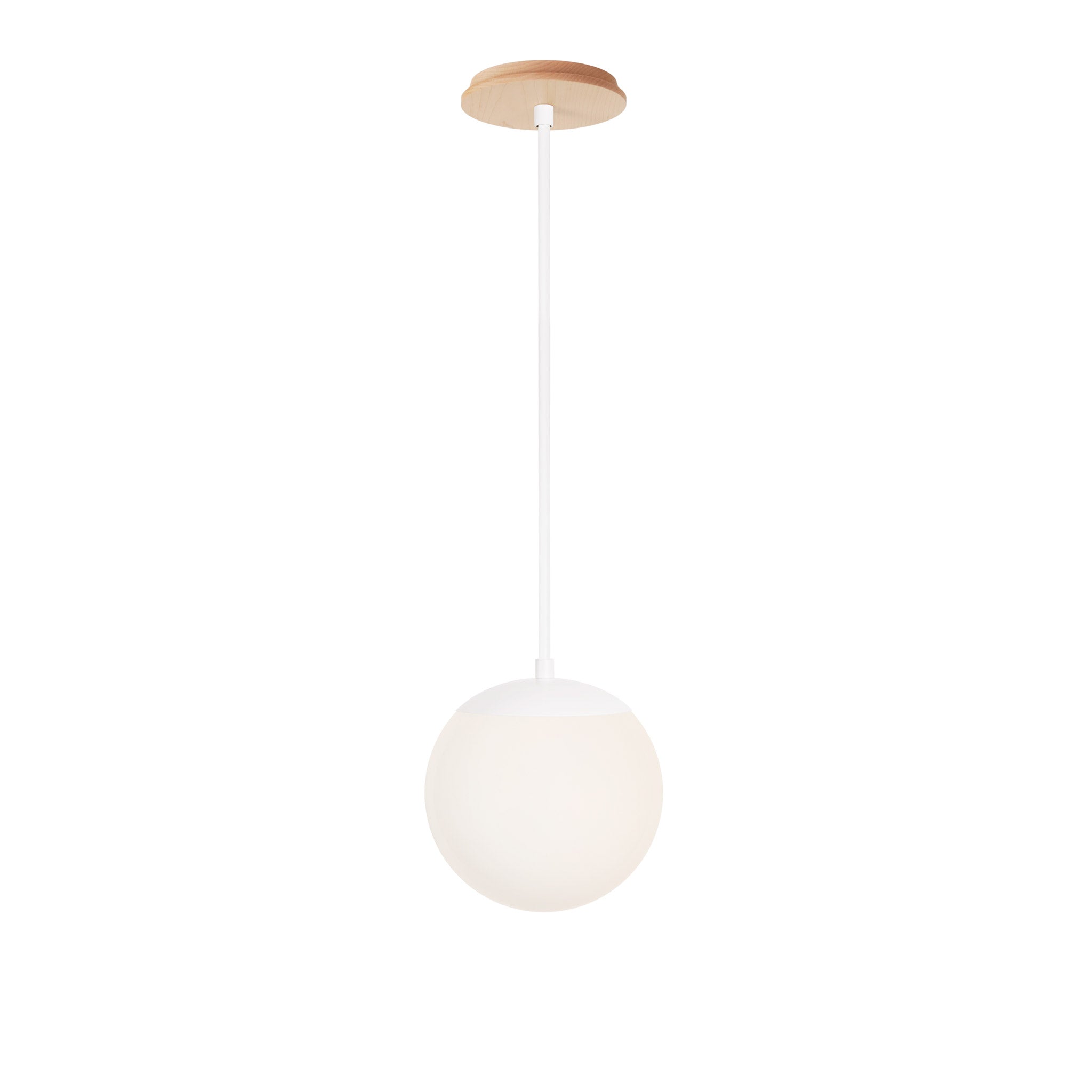 Alto Rod 8” Opal shown in White with a Maple Wood Canopy