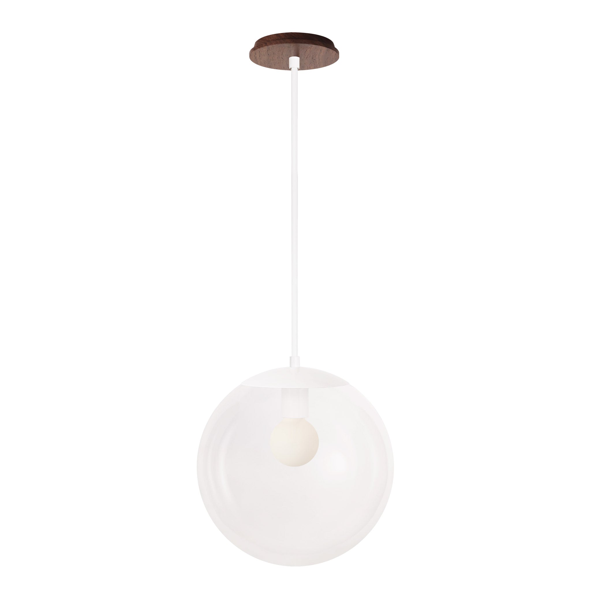 Alto Rod 12” Clear shown in White with a Walnut Wood Canopy