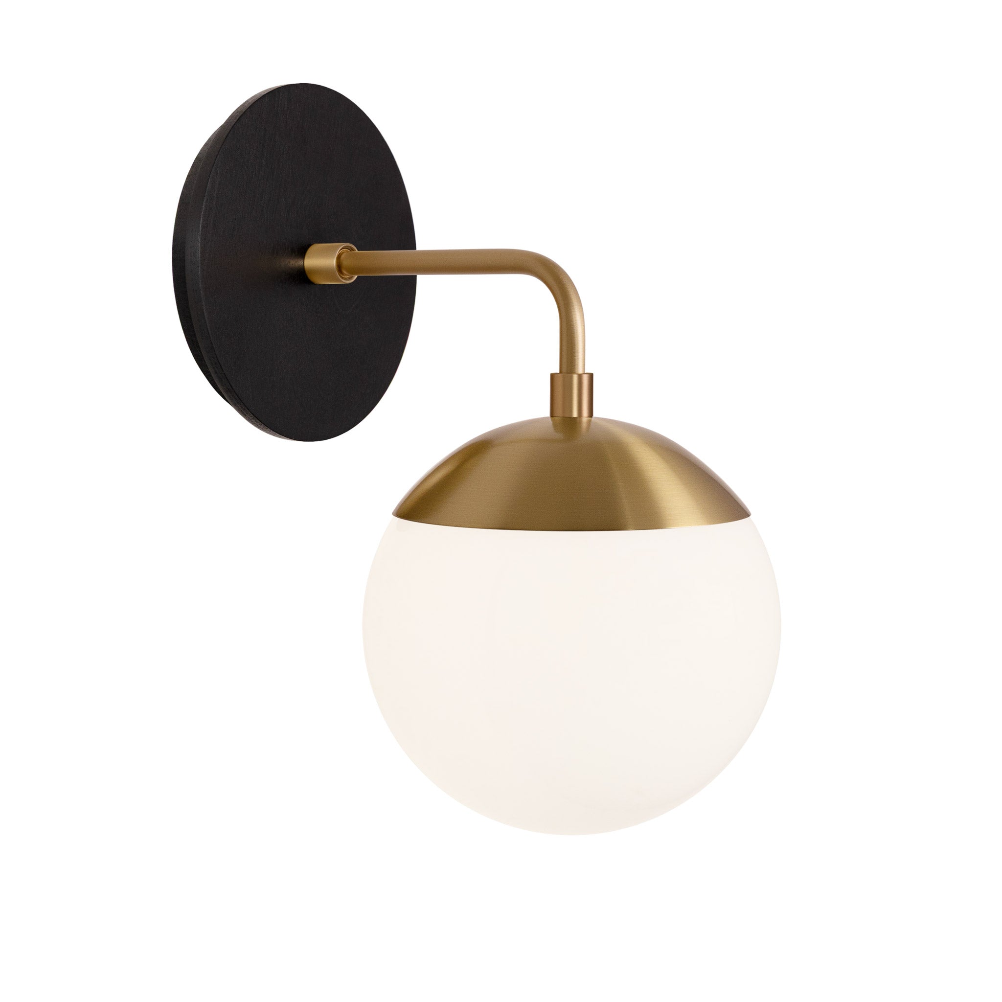 Alto Sconce 6” shown in Heirloom Brass with a Black Stained Wood Canopy