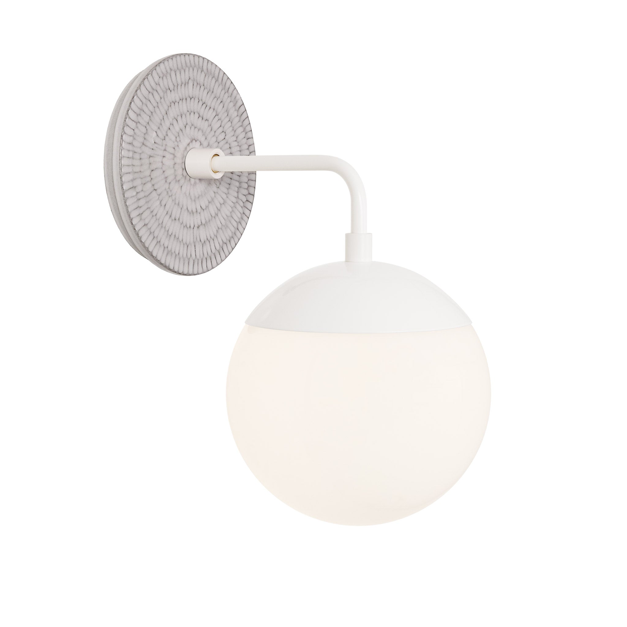 Alto Sconce 6” shown in White with a Brownstone White Sunflower Ceramic Canopy