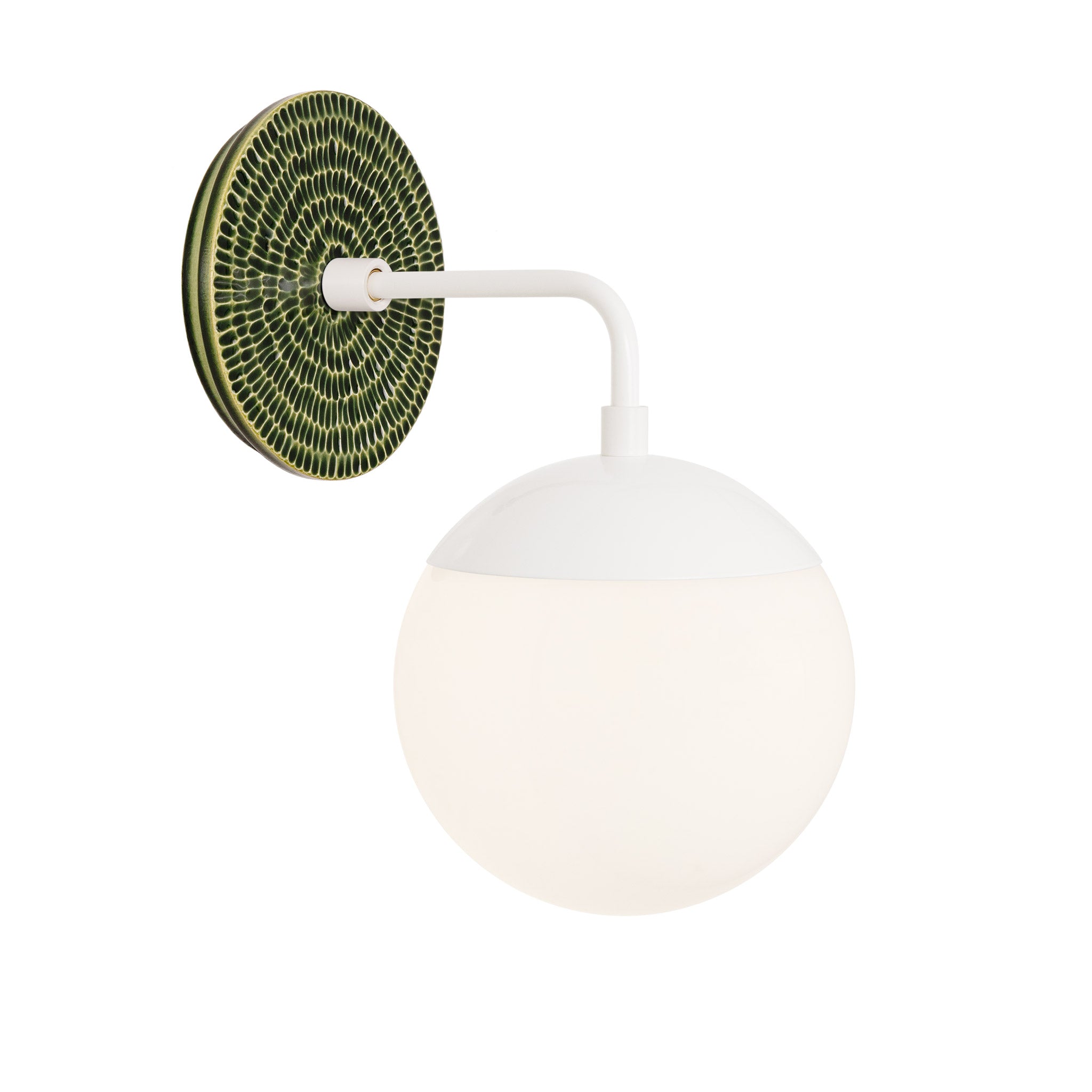 Alto Sconce 6” shown in White with a Forest Green Sunflower Ceramic Canopy