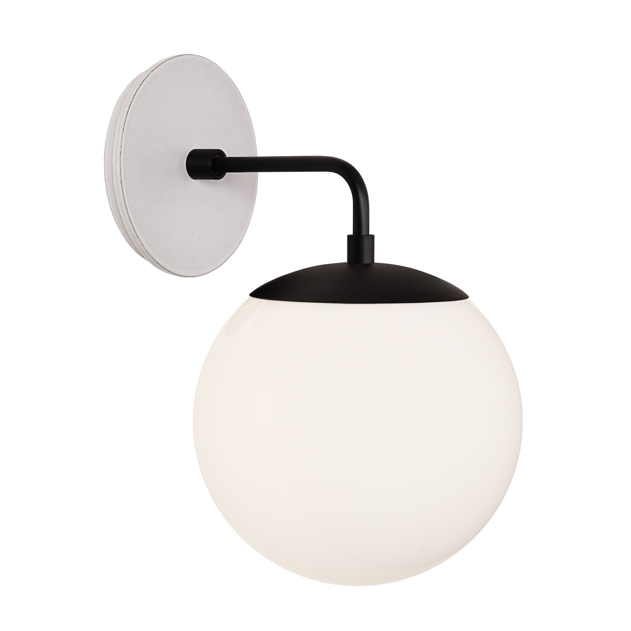 Alto Sconce 8” shown in Matte Black with a Brownstone White Swift Ceramic Canopy