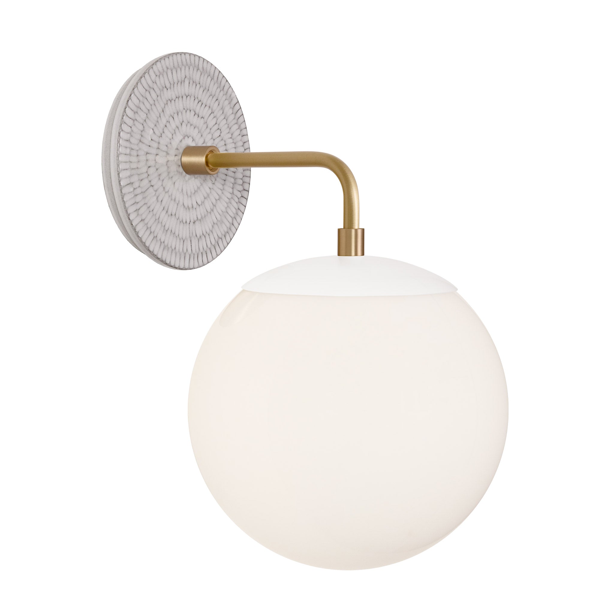 Alto Sconce 8” shown in White with Brass and a Brownstone White Sunflower Ceramic Canopy