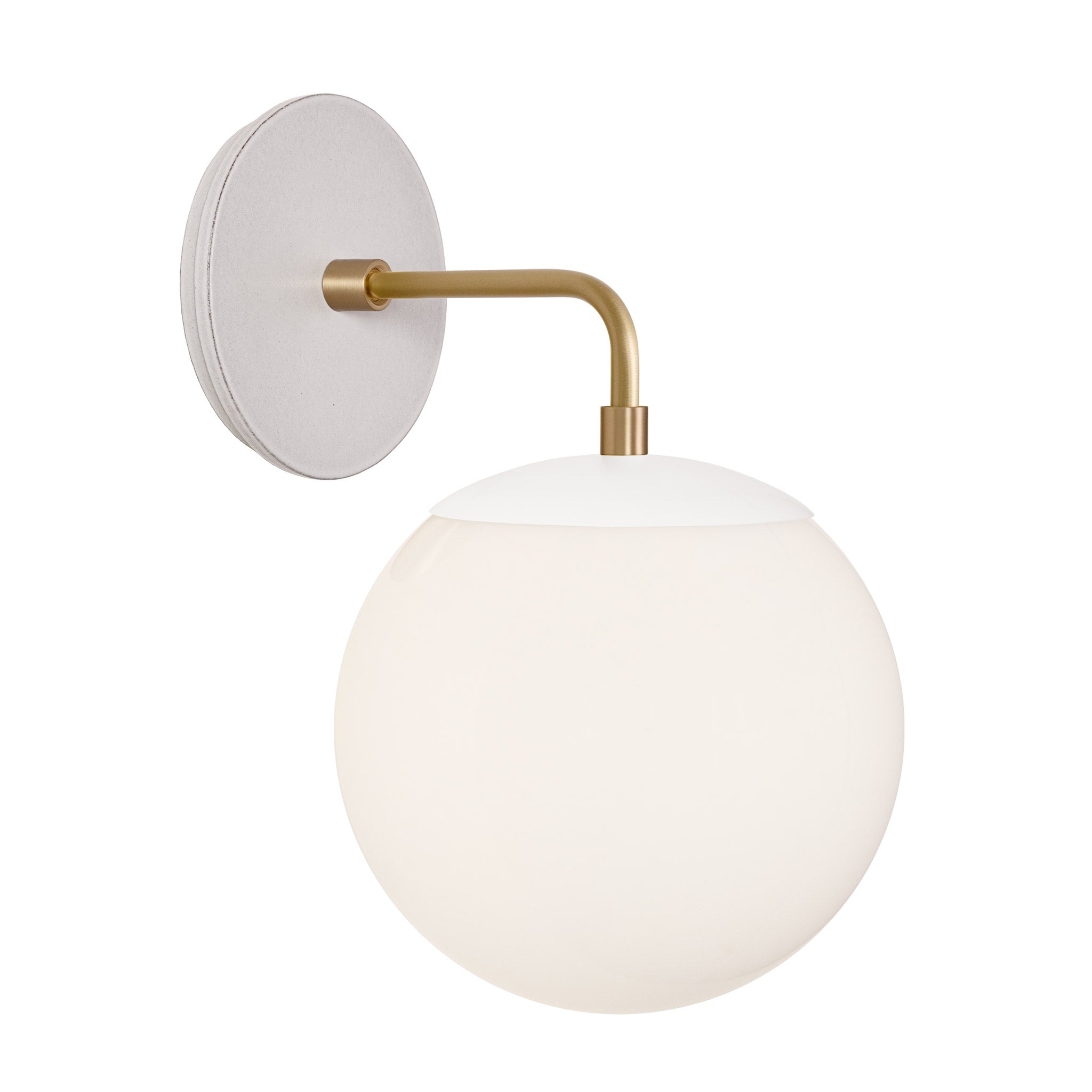 Alto Sconce 8” shown in White with Brass and a Brownstone White Swift Ceramic Canopy