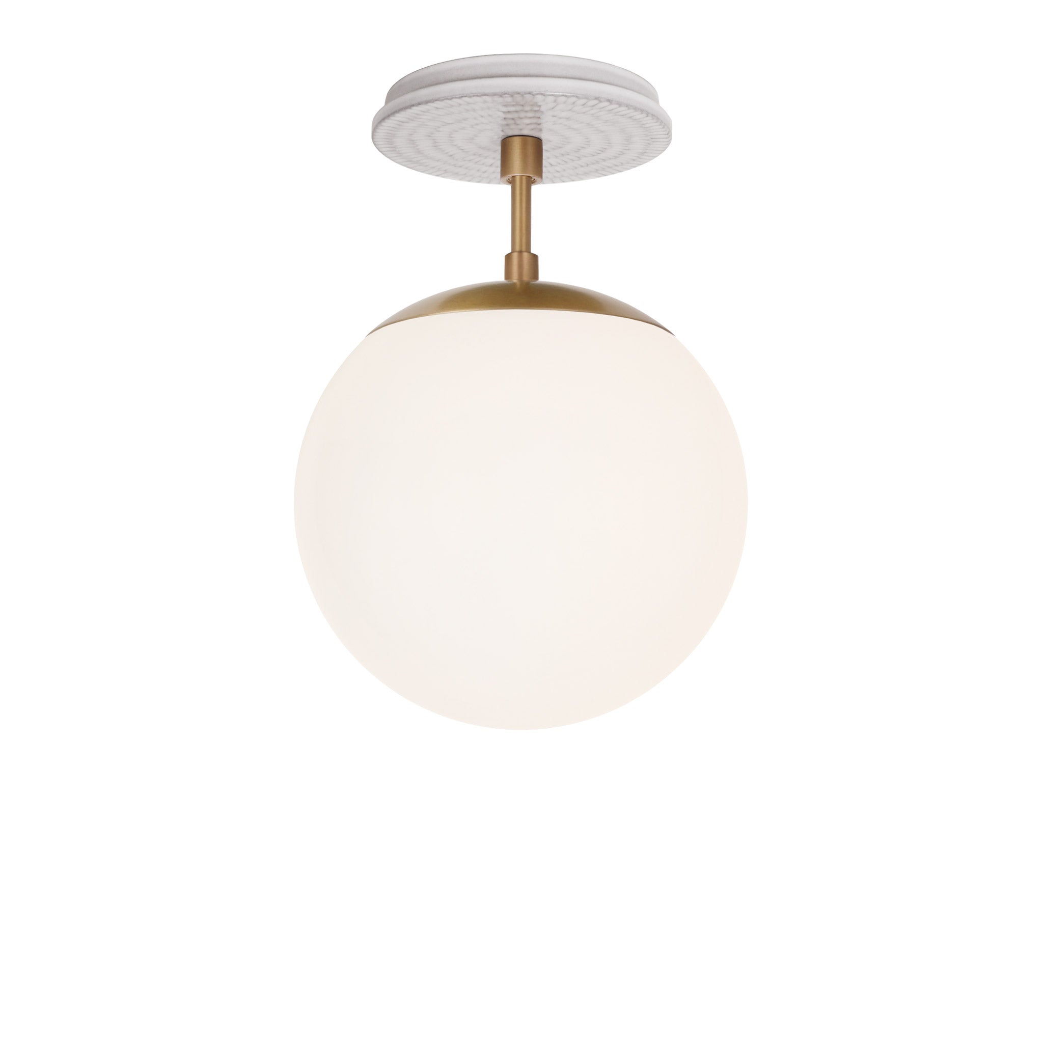 Alto Surface 8" shown in Heirloom Brass with a Brownstone White Sunflower Ceramic Canopy