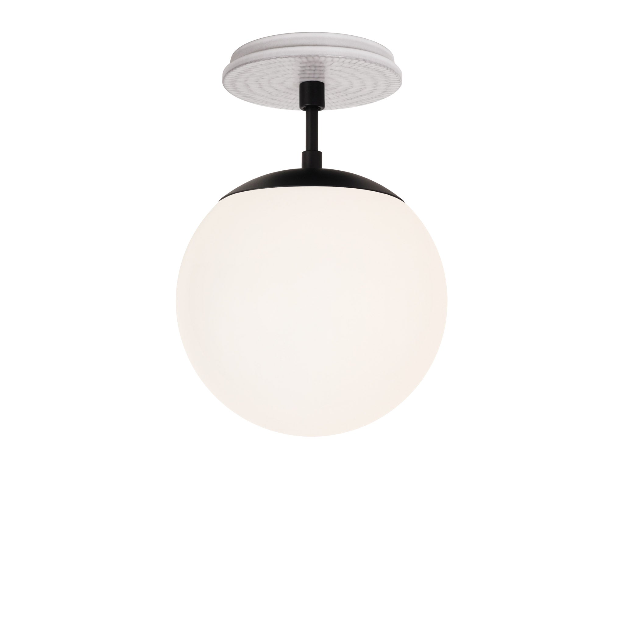 Alto Surface 8" shown in Matte Black with a Brownstone White Sunflower Ceramic Canopy