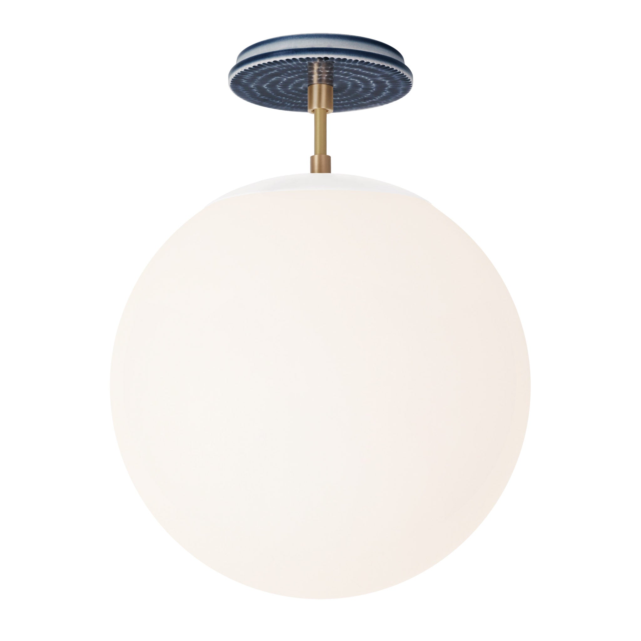 Alto Surface 12” shown in White with Brass and an Indigo Blue Sunflower Ceramic Canopy