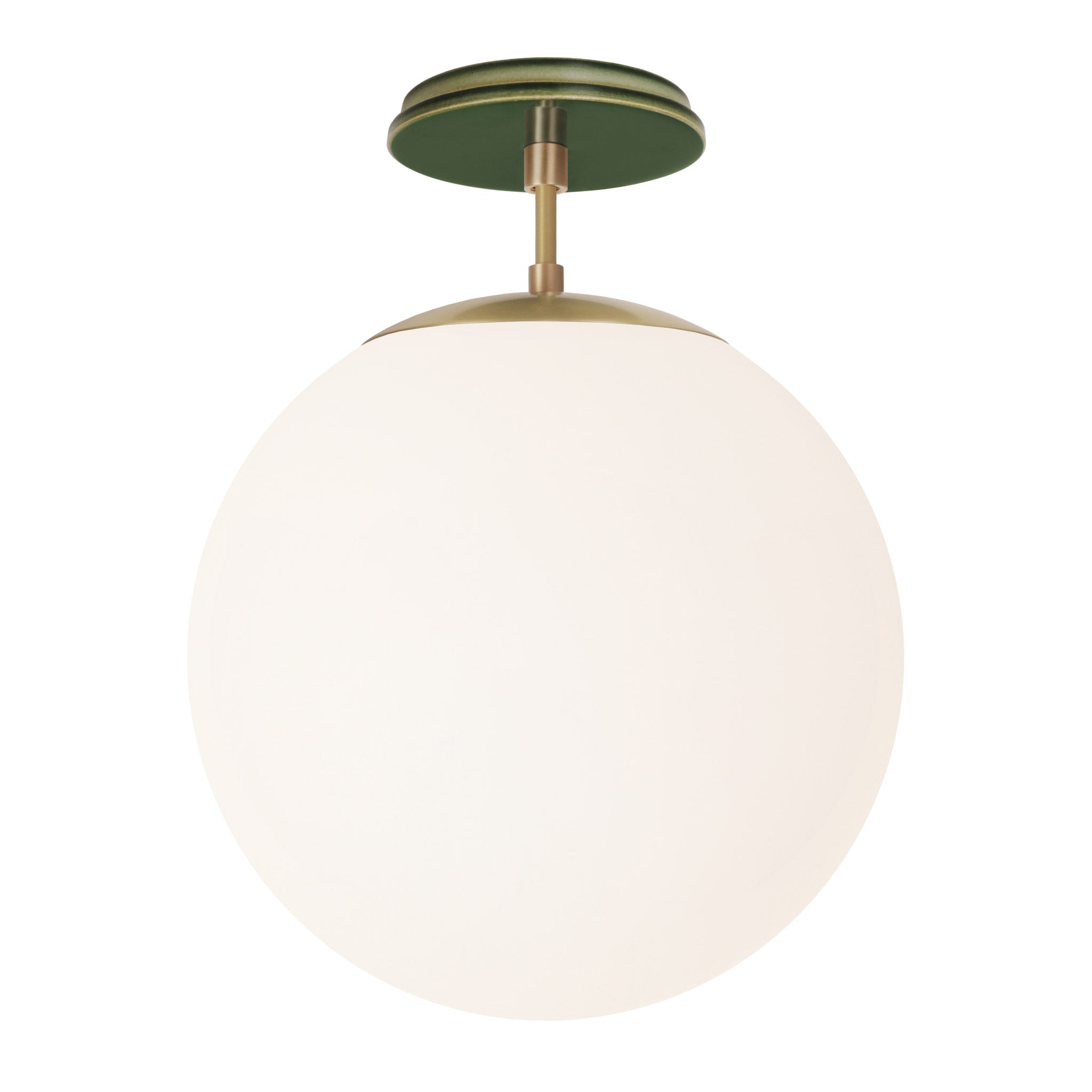 Alto Surface 12” shown in Brass with a Forest Green Swift Ceramic Canopy