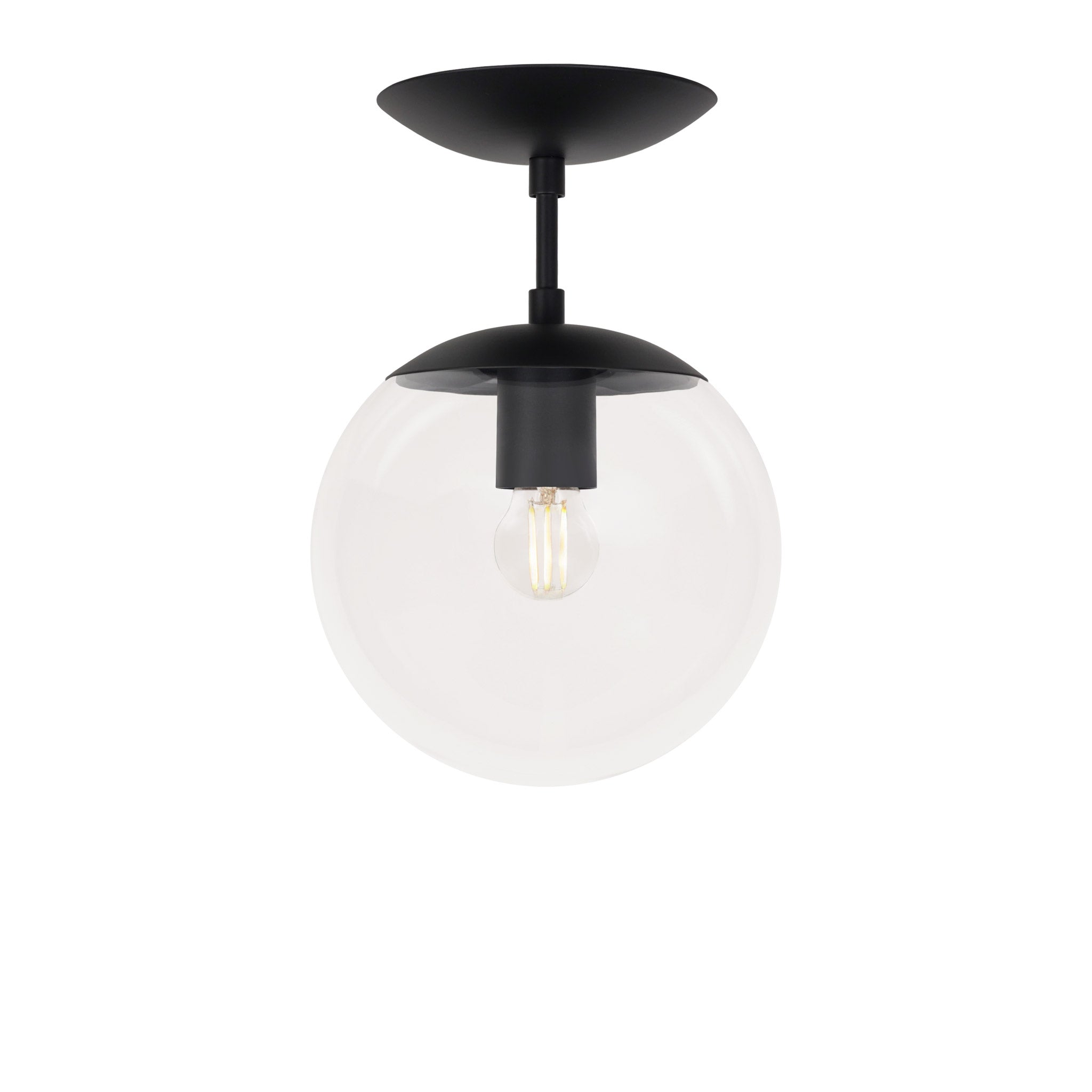 Alto Surface 8" shown in Matte Black with a Clear 8" Globe