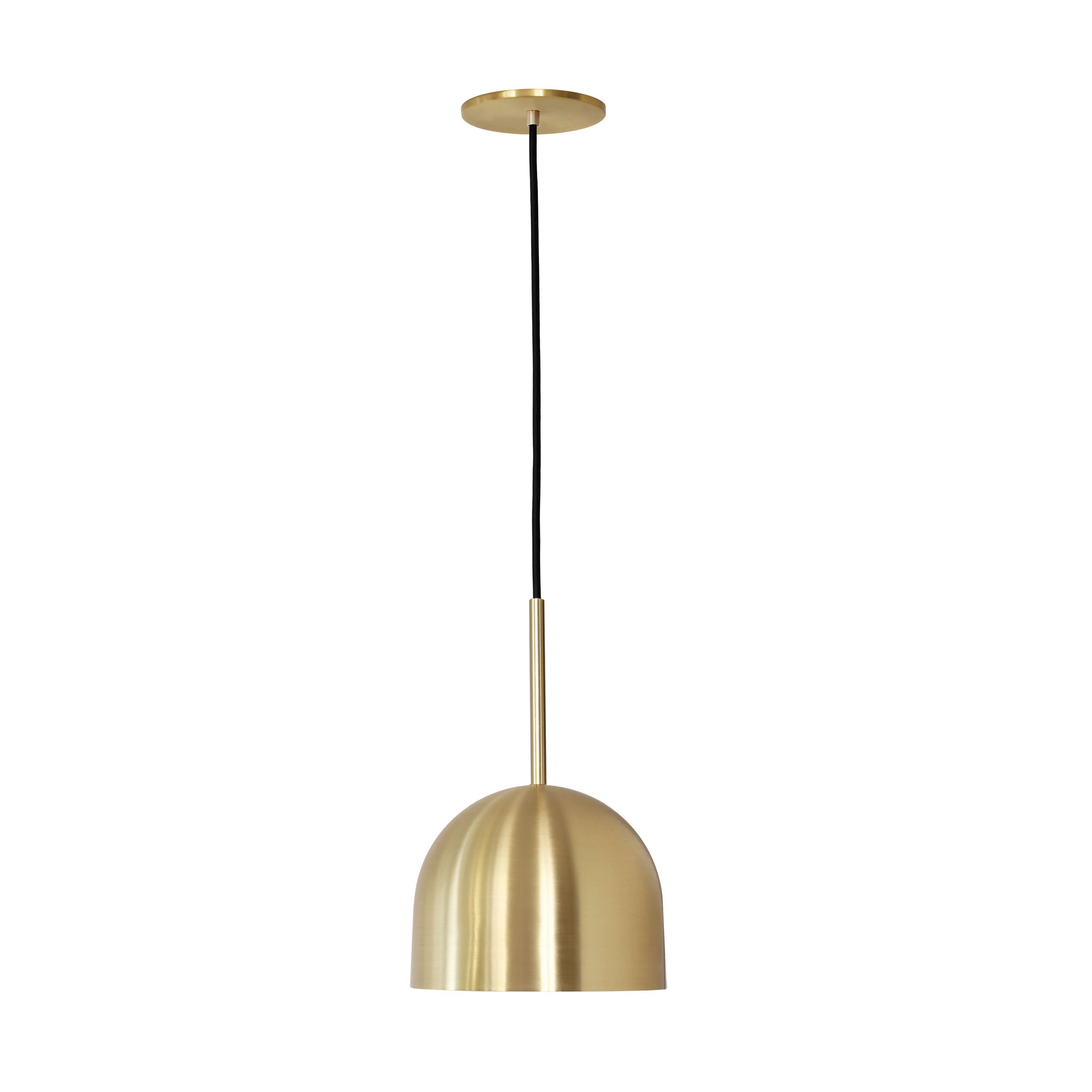 Amélie Cord 8" shown in Brass with Brass Rod Detail and Black Cloth cord.