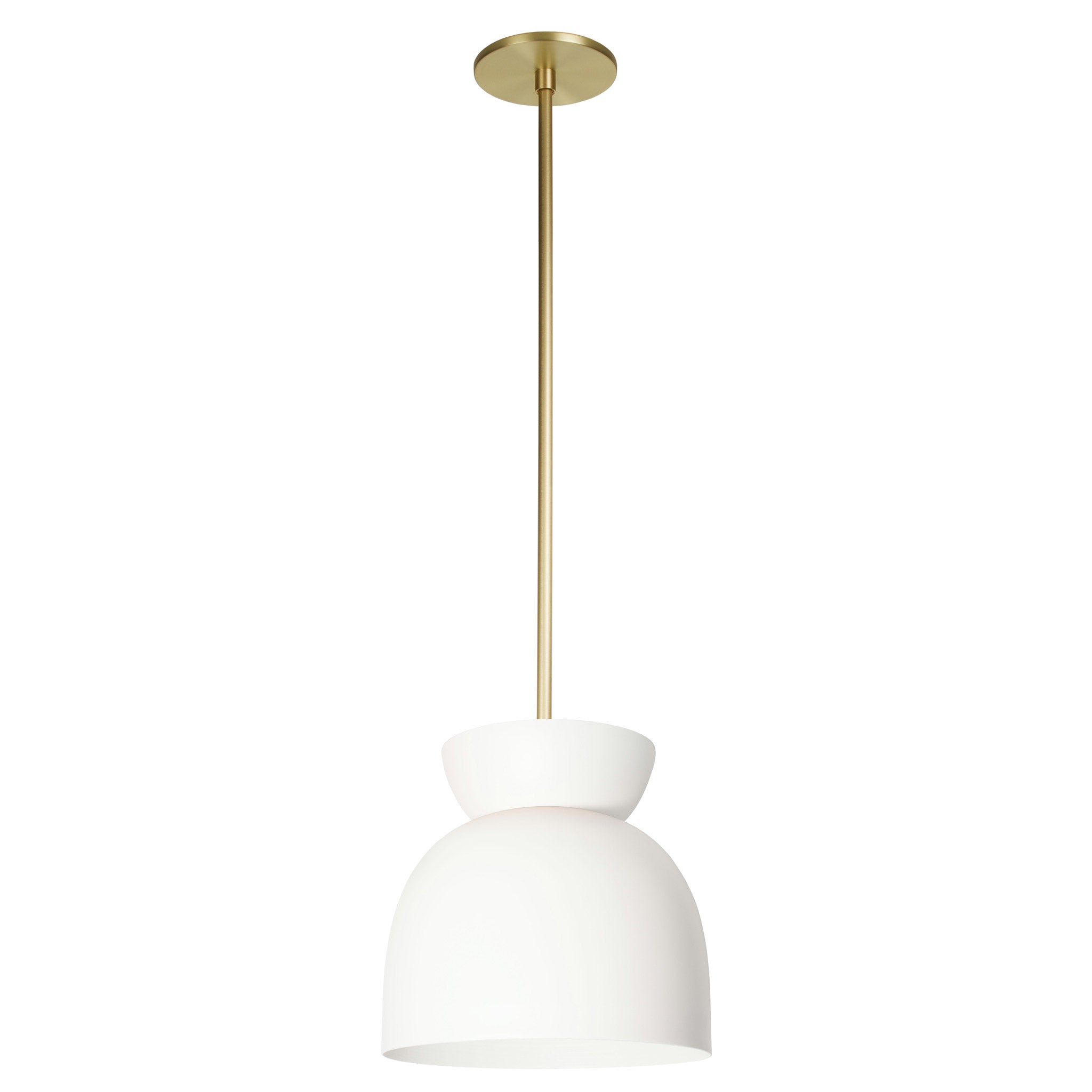 Amélie Luxe 8" Pendant shown in White with Brass