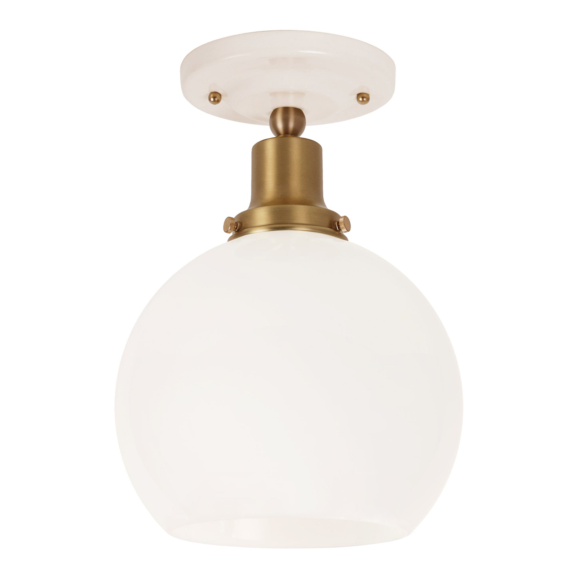 Beatrix Surface shown in Heirloom Brass with a Gloss White Ceramic Canopy