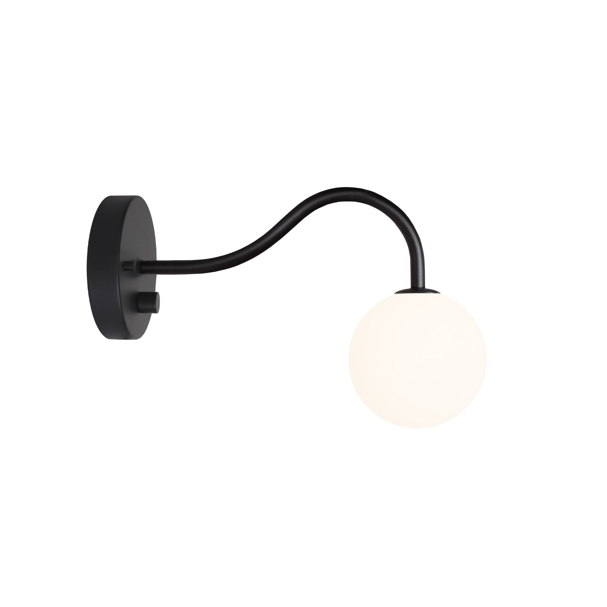 Josephine Petite Sconce shown in Matte Black with a Backplate Dimmer Switch