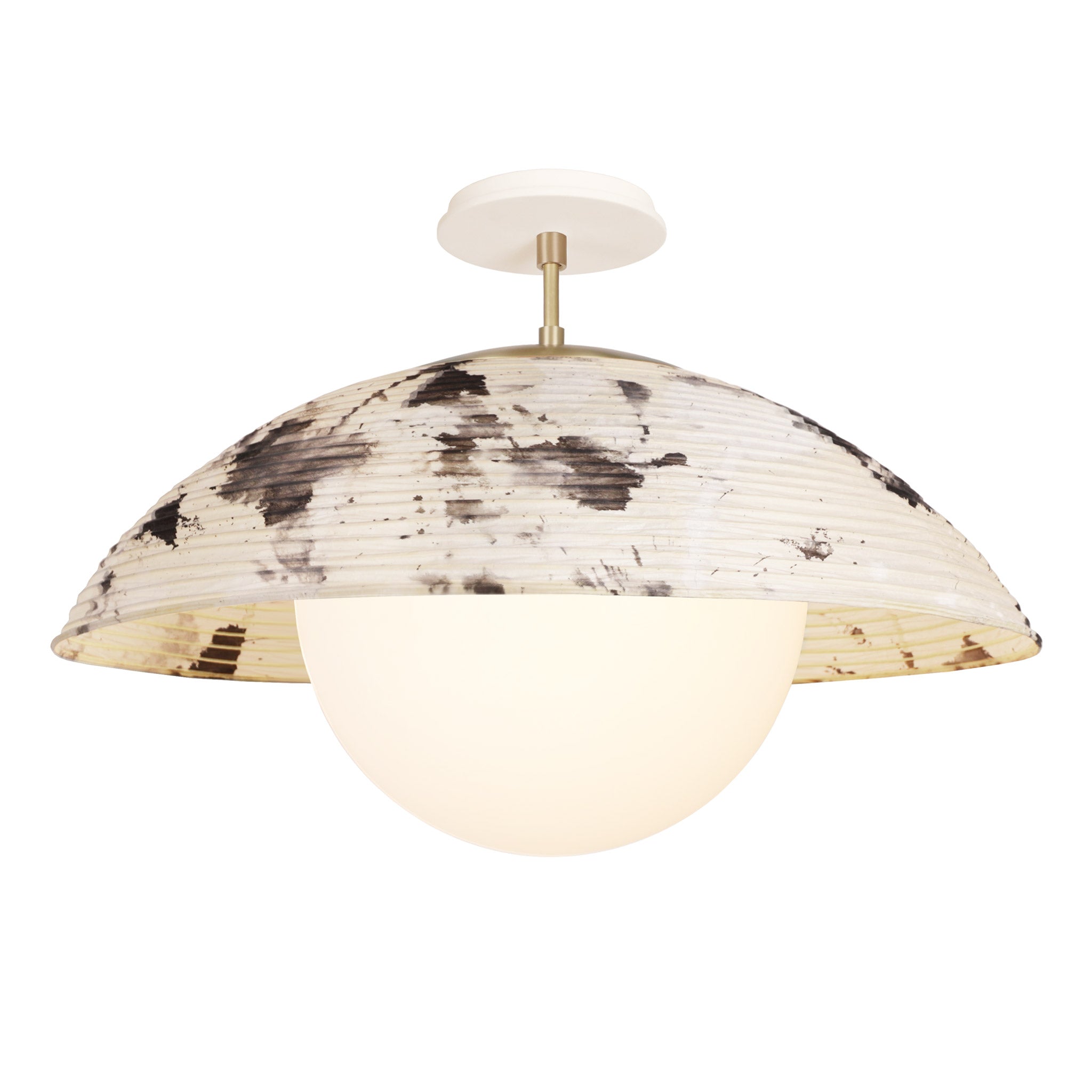 Maru Surface with a Sumi Shade shown in Brass with a Bone Ceramic canopy