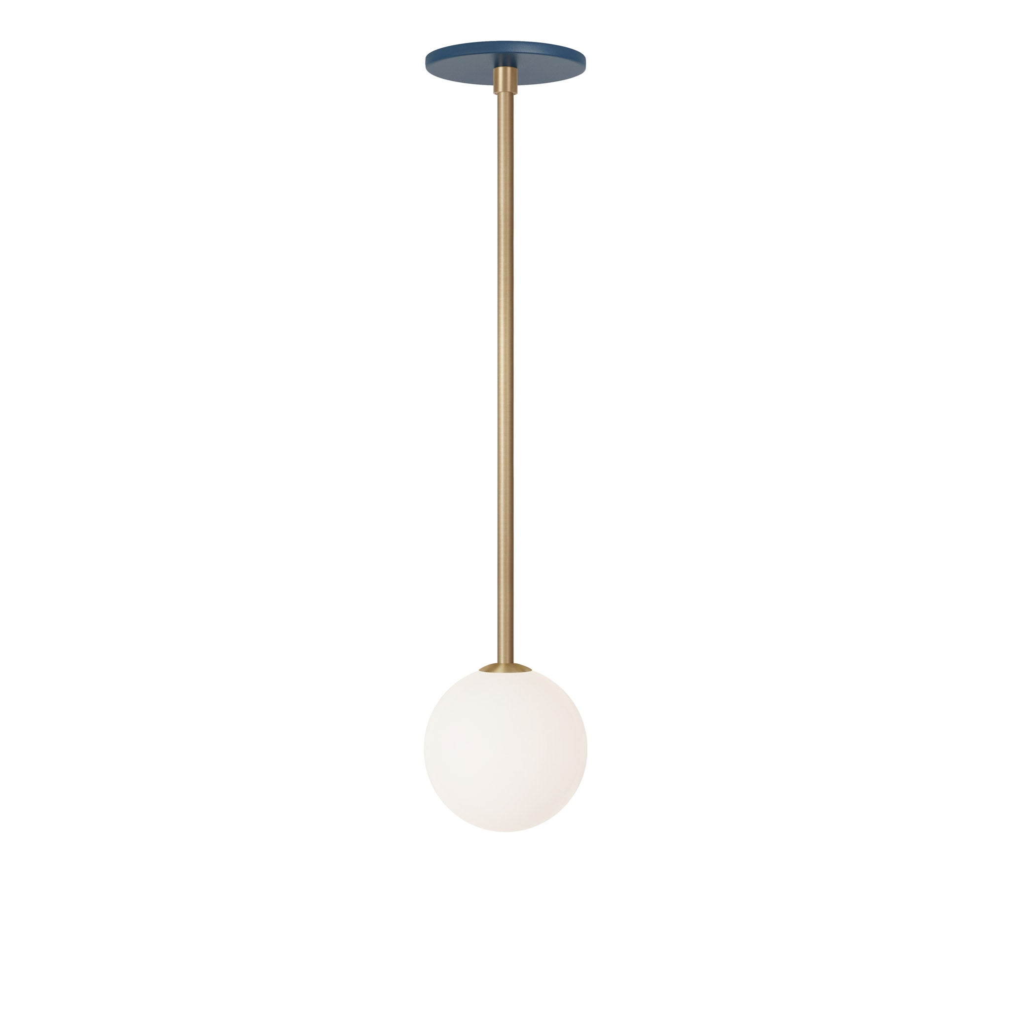 Selene Pendant shown in Brass with an Ocean Blue Canopy