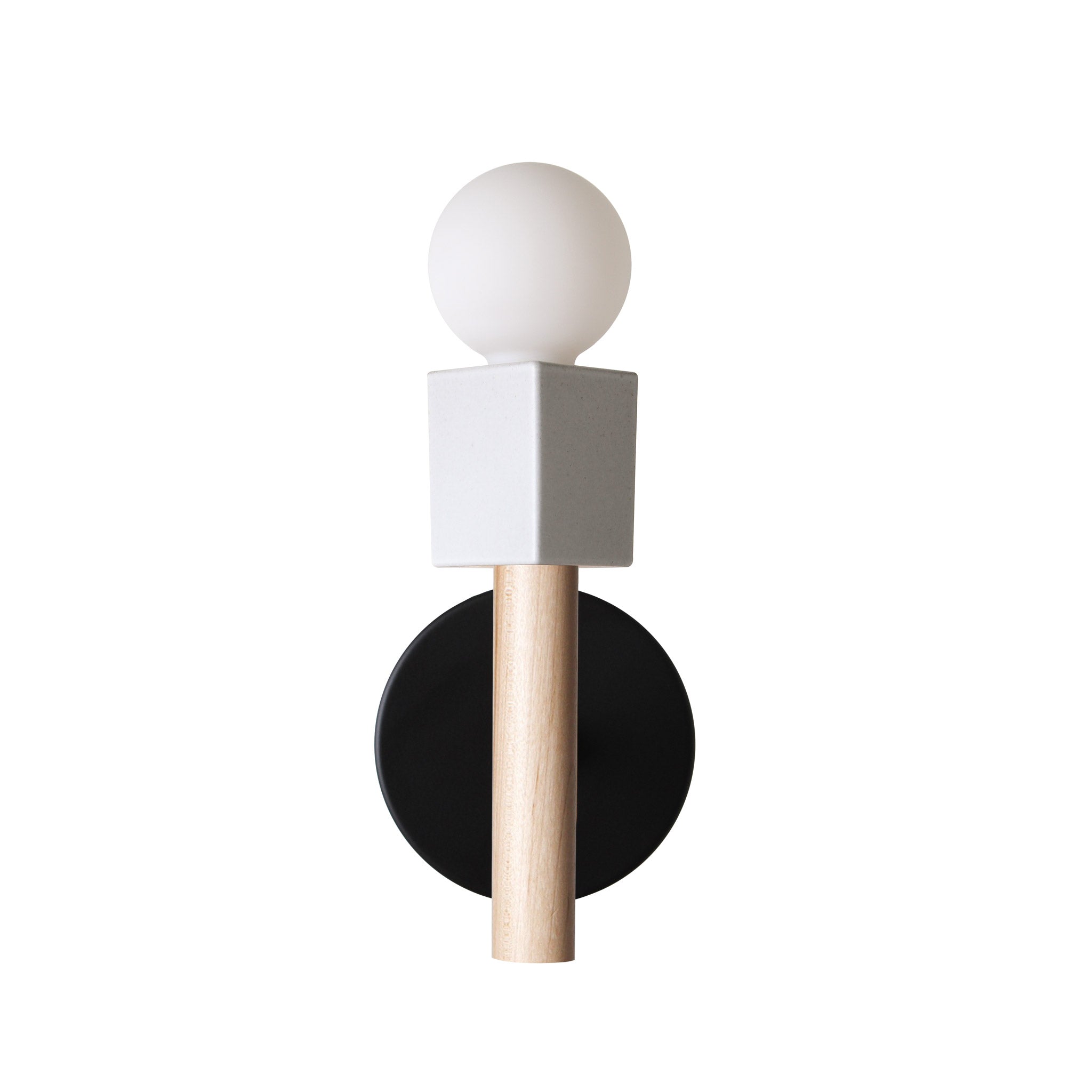 Seneca Sconce shown with Matte Black canopy and Maple