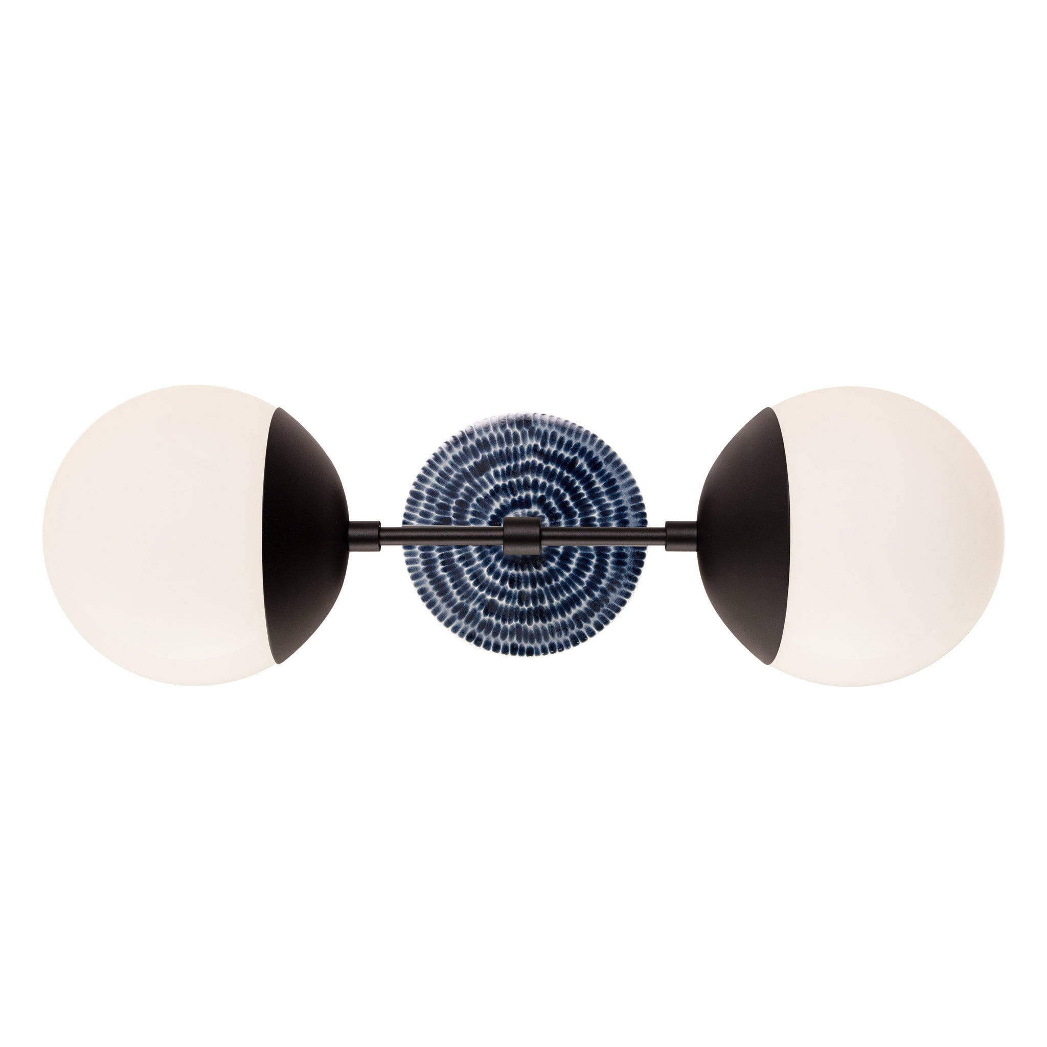 Theo shown in Matte Black with an Indigo Blue Sunflower Ceramic Canopy