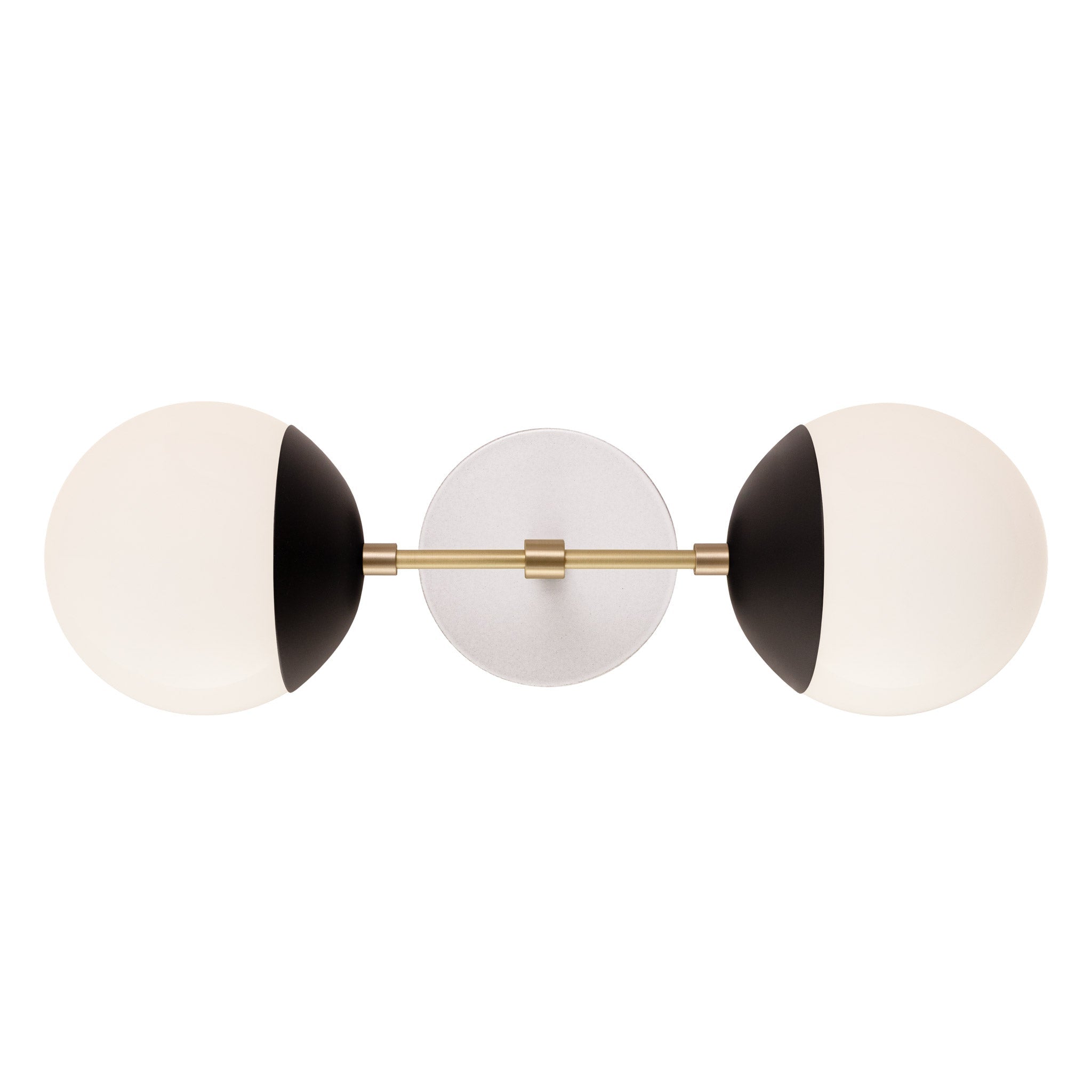 Theo shown in Matte Black with Brass and a Brownstone White Swift Ceramic Canopy