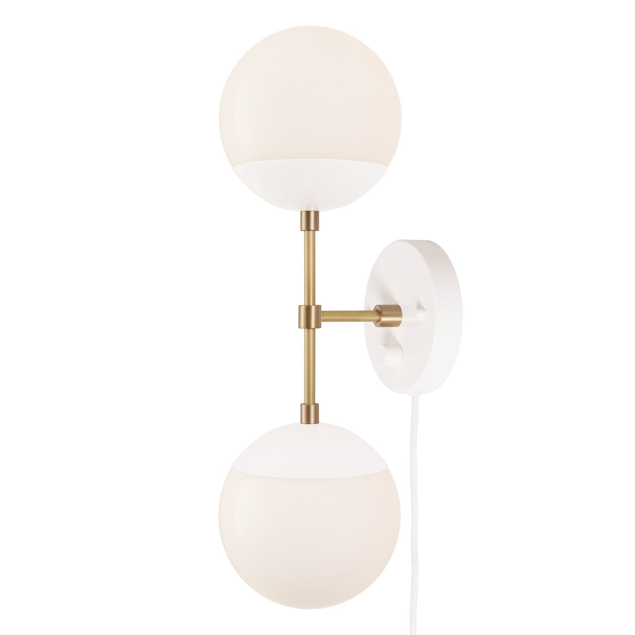 Theo shown in White and Brass with a Backplate Dimmer Switch and White Cord