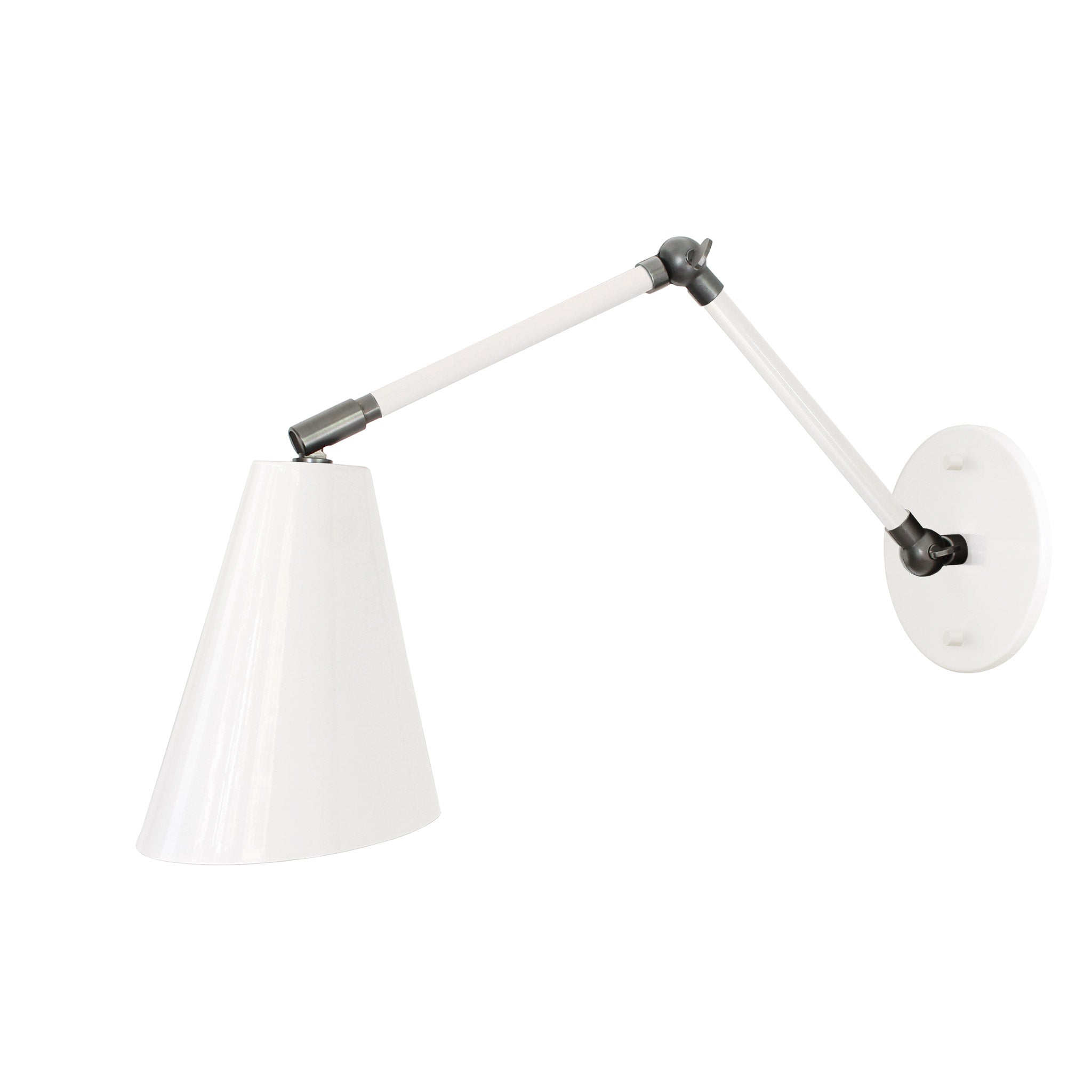 Tilt Cone Double Articulated shown in White with Graphite Patina Accents